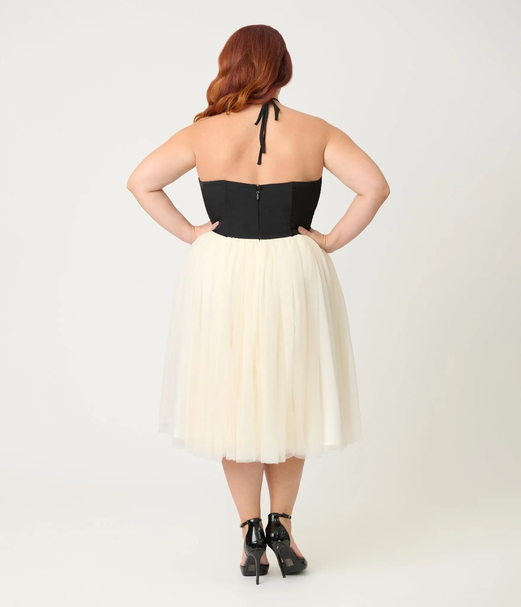 Unique Vintage Plus Size Black & Ivory Sweetheart Halter Swing Dress sold by Unique Vintage product image thumbnail 2