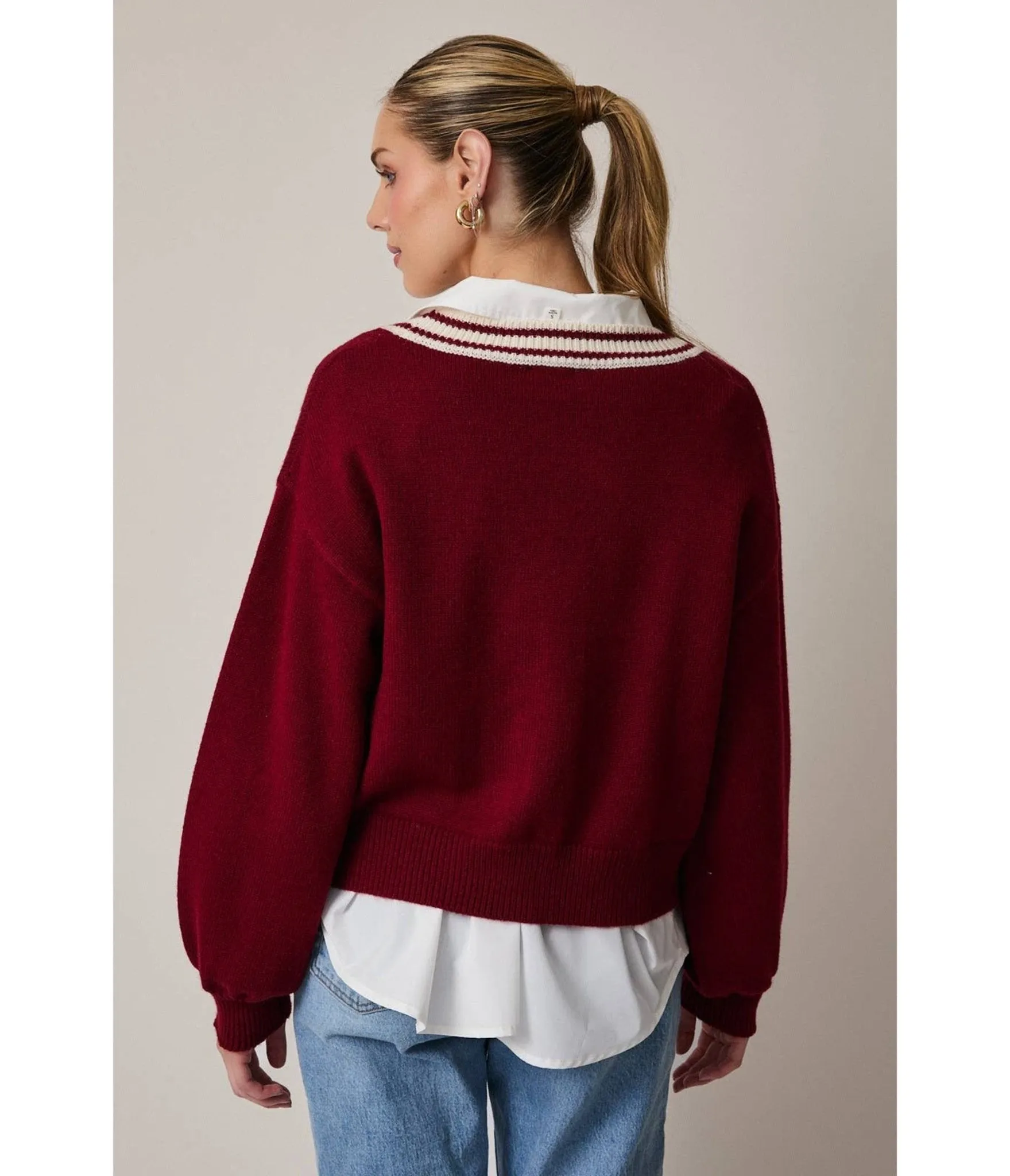 Burgundy Candy Cane Cardigan sold by Unique Vintage product image thumbnail 2