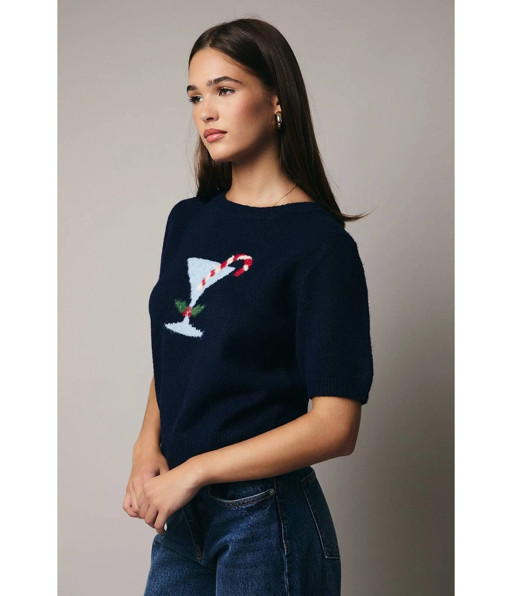 Navy Holiday Martini Sweater sold by Unique Vintage product image thumbnail 3