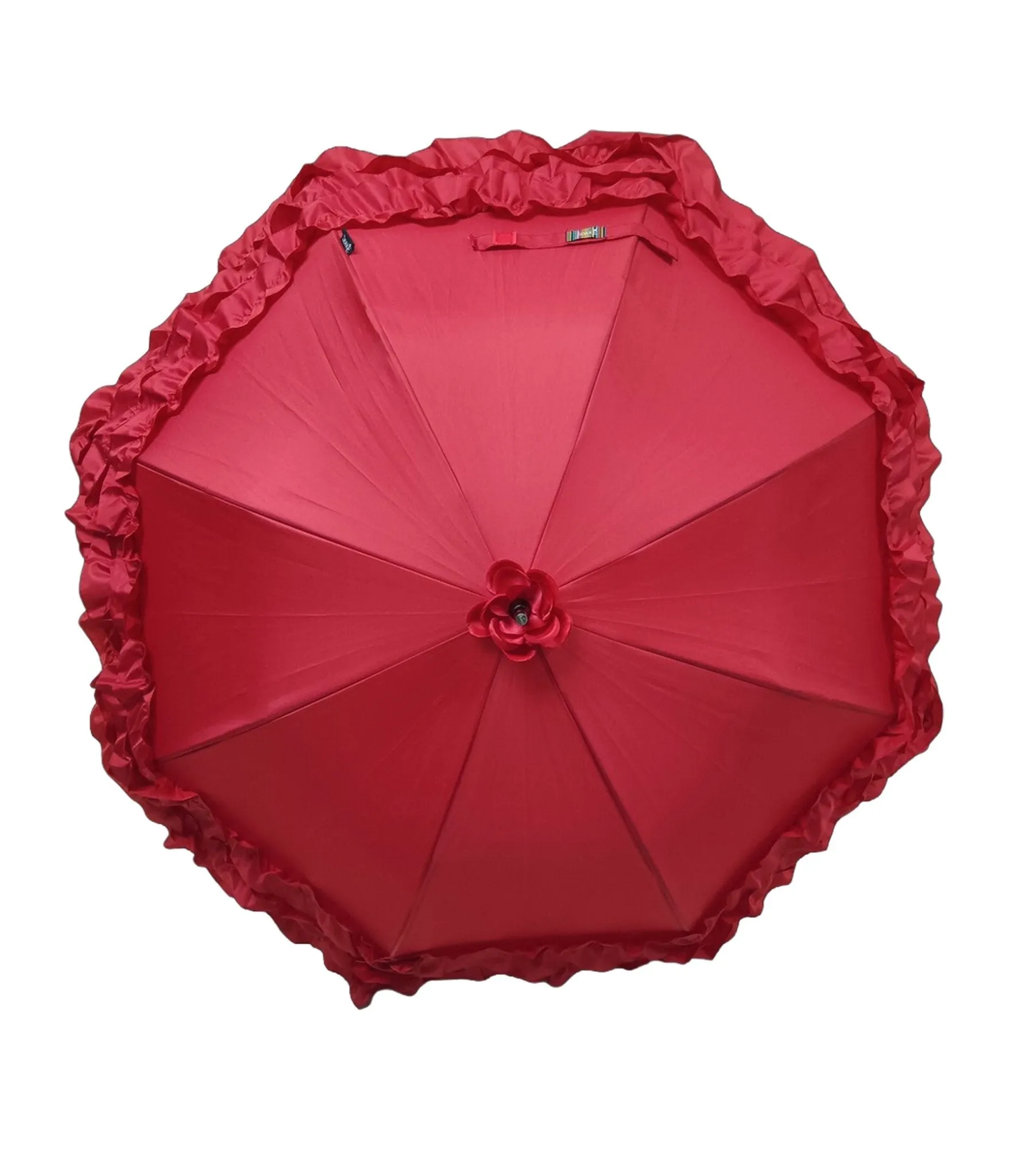Red Ruffle Frill Umbrella sold by Unique Vintage