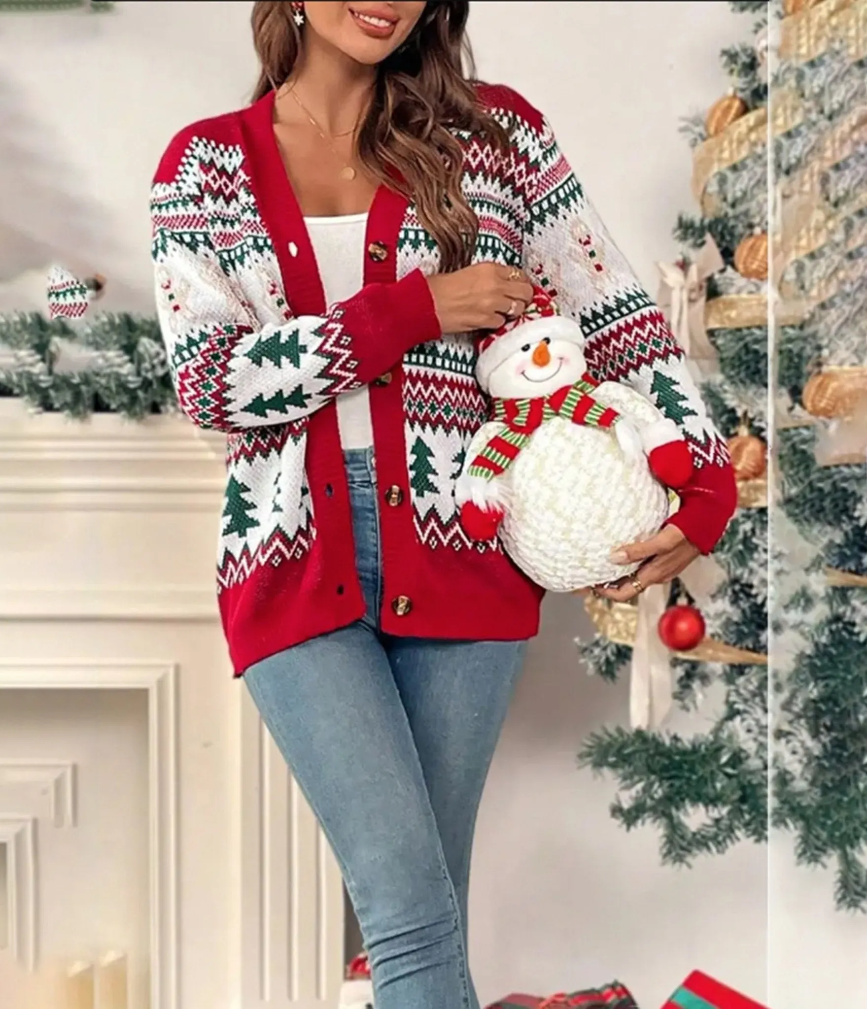 Holiday Gingerbread Man Fair Isle Cardigan sold by Unique Vintage product image thumbnail 5