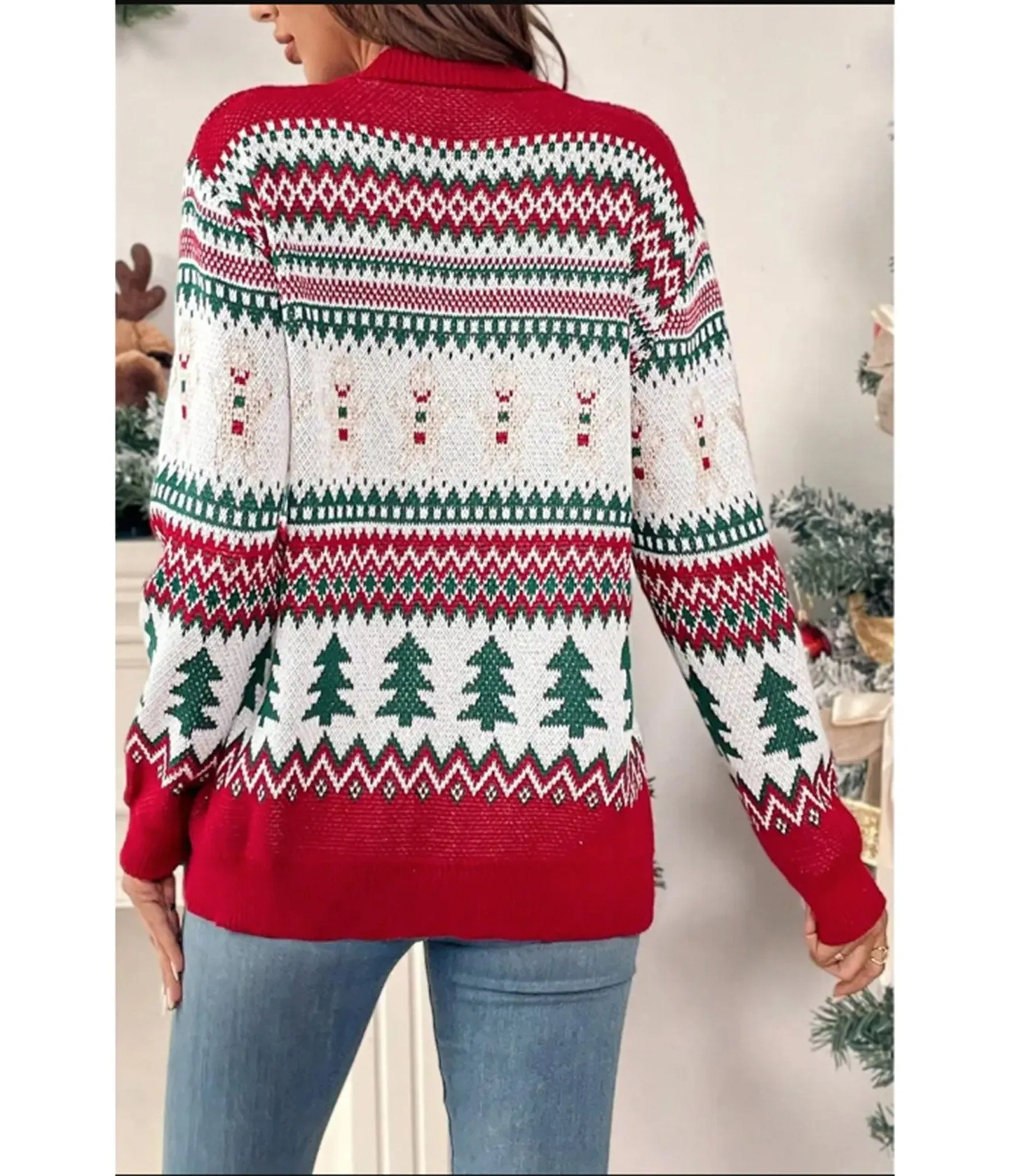Holiday Gingerbread Man Fair Isle Cardigan sold by Unique Vintage product image thumbnail 2