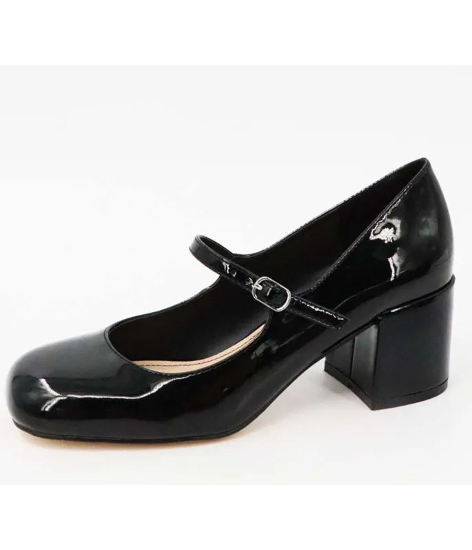1960s Black Patent Leatherette Mary Jane Heels sold by Unique Vintage