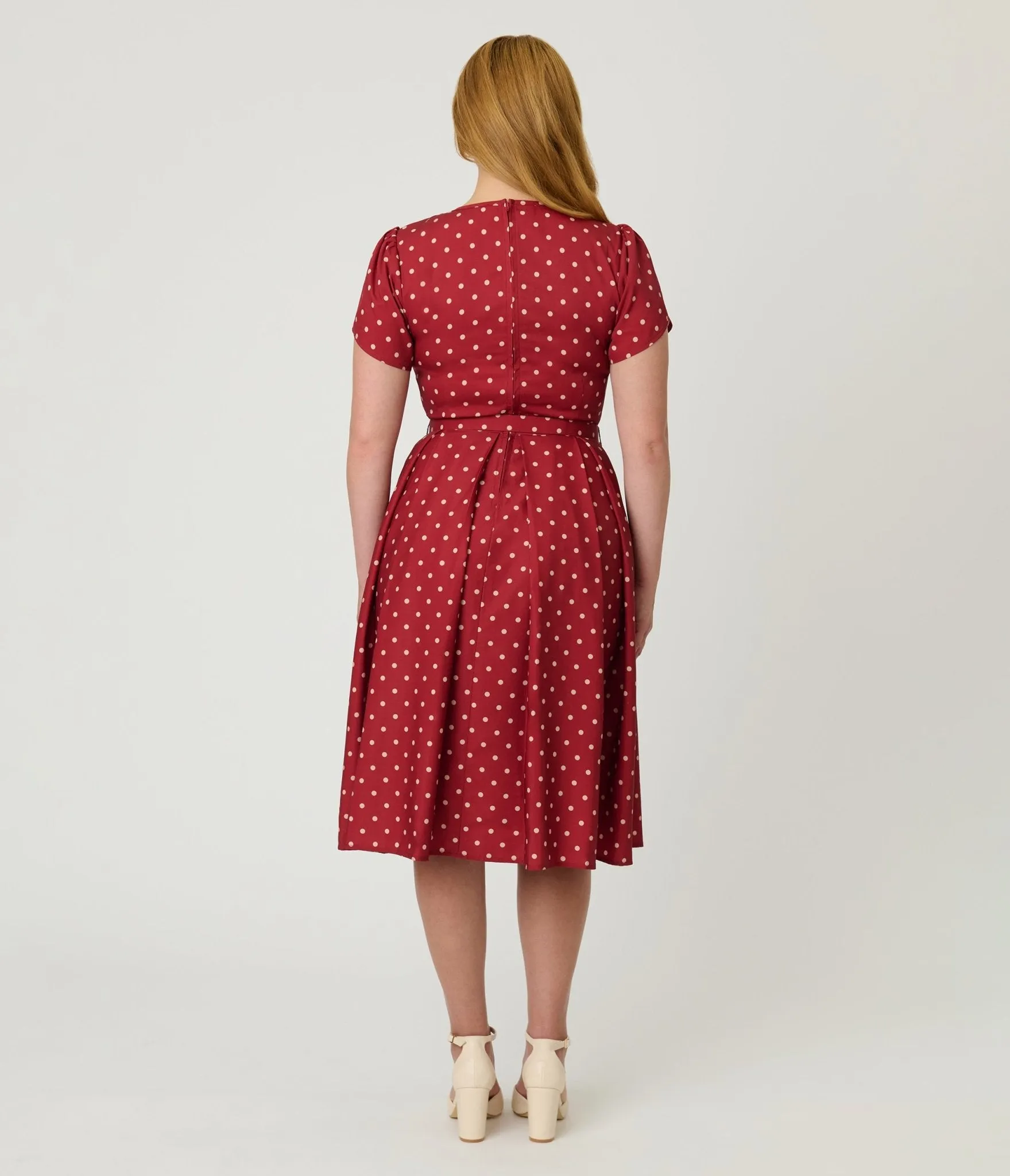 Unique Vintage Red & Ivory Polka Dot Dahlia Swing Dress sold by Unique Vintage product image thumbnail 2