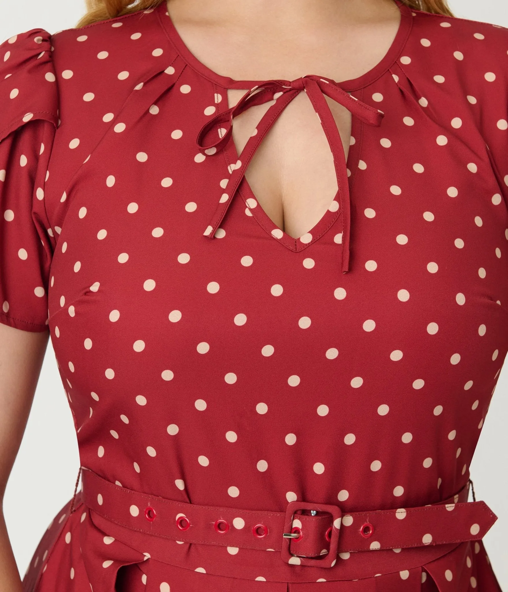 Unique Vintage Red & Ivory Polka Dot Dahlia Swing Dress sold by Unique Vintage product image thumbnail 5
