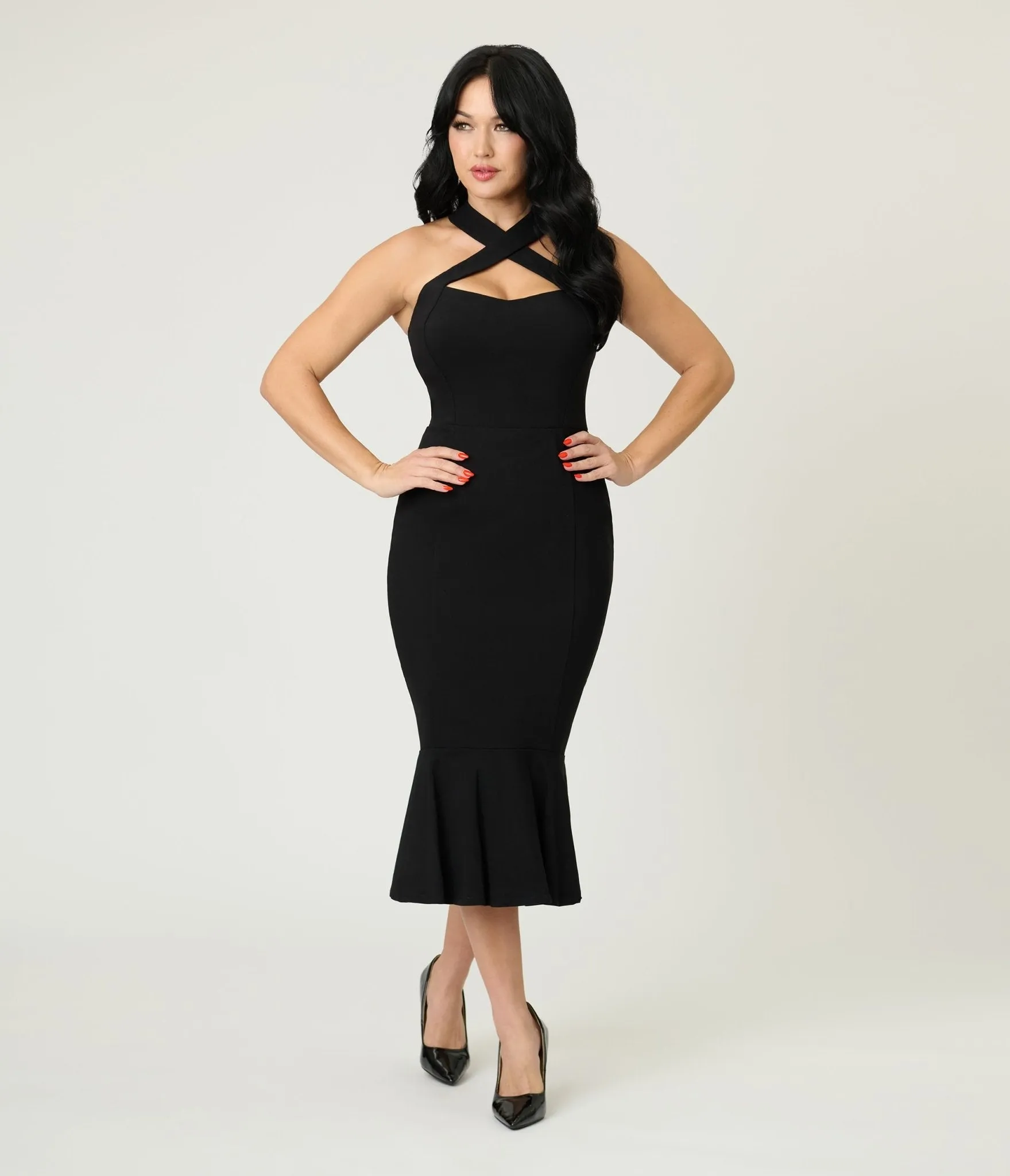 Unique Vintage Black Criss Cross Halter Pencil Dress sold by Unique Vintage product image thumbnail 3