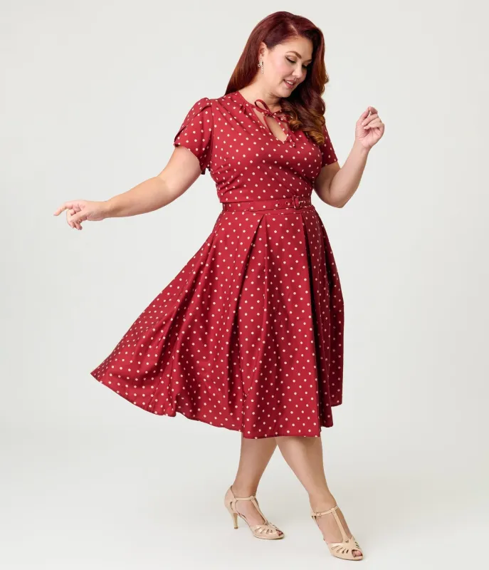 Unique Vintage Plus Size Red & Ivory Polka Dot Dahlia Swing Dress sold by Unique Vintage