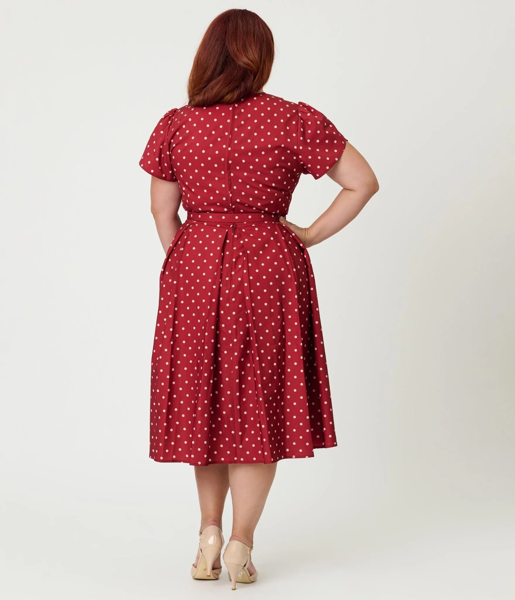 Unique Vintage Plus Size Red & Ivory Polka Dot Dahlia Swing Dress sold by Unique Vintage product image thumbnail 2