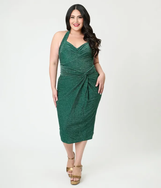 Unique Vintage Plus Size Green Shimmer Romper & Sarong Set sold by Unique Vintage