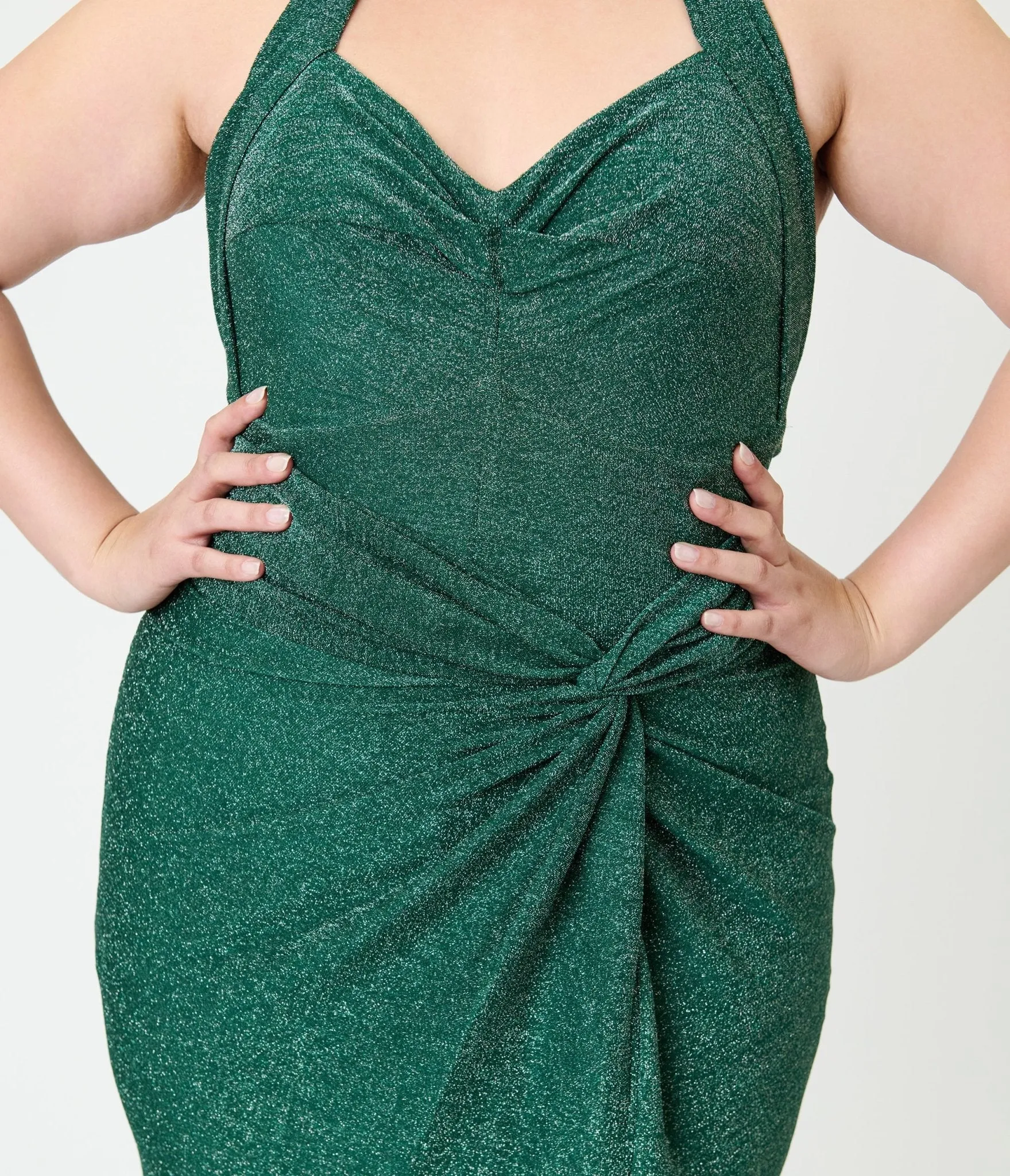 Unique Vintage Plus Size Green Shimmer Romper & Sarong Set sold by Unique Vintage product image thumbnail 5