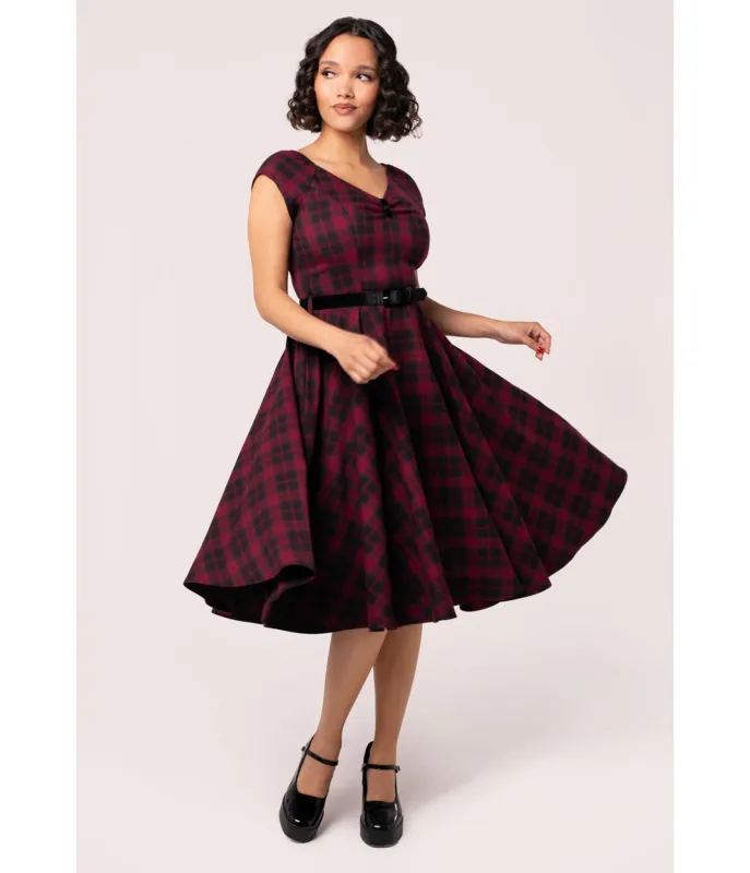 Hell Bunny Red Plaid Carmina Swing Dress sold by Unique Vintage