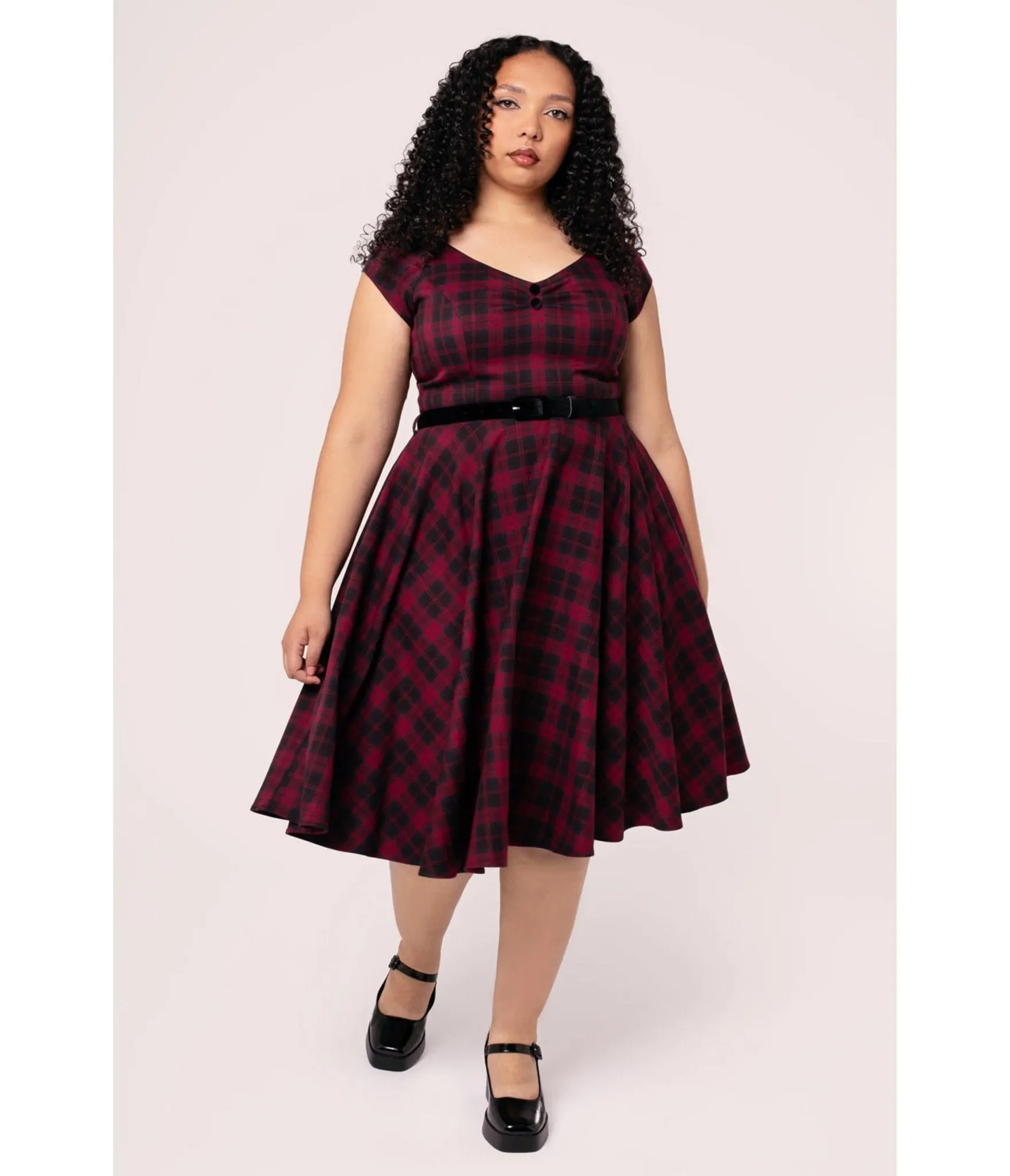Hell Bunny Red Plaid Carmina Swing Dress sold by Unique Vintage product image thumbnail 4