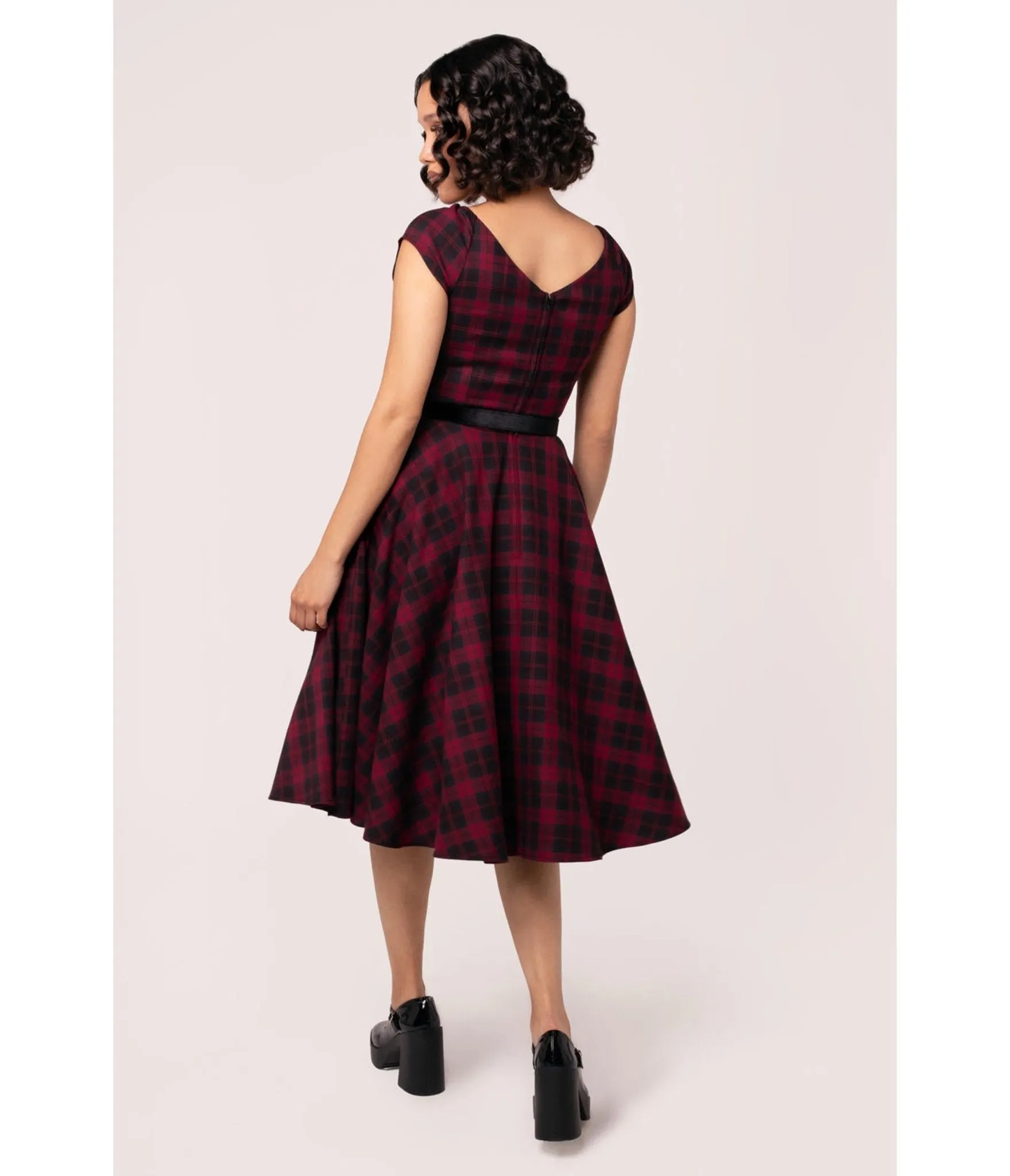 Hell Bunny Red Plaid Carmina Swing Dress sold by Unique Vintage product image thumbnail 2