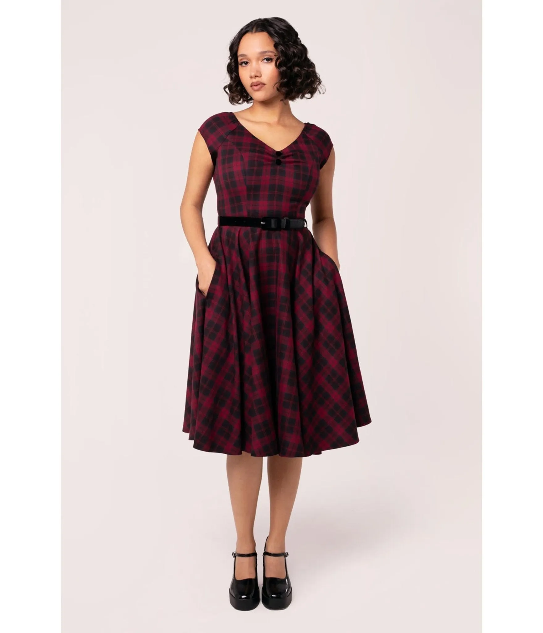 Hell Bunny Red Plaid Carmina Swing Dress sold by Unique Vintage product image thumbnail 3