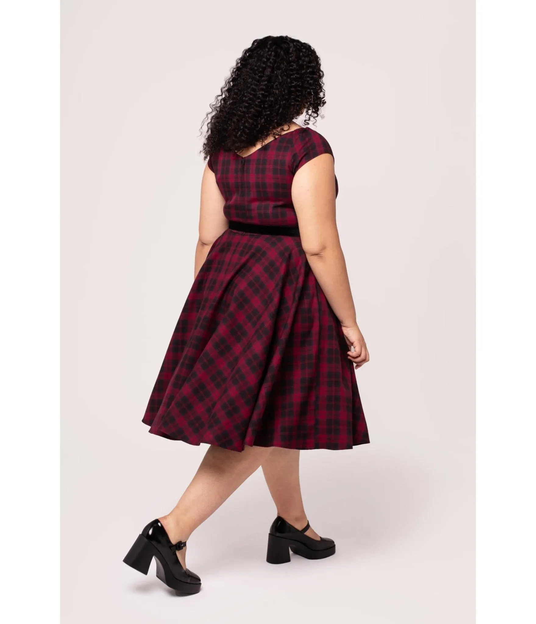 Hell Bunny Red Plaid Carmina Swing Dress sold by Unique Vintage product image thumbnail 5