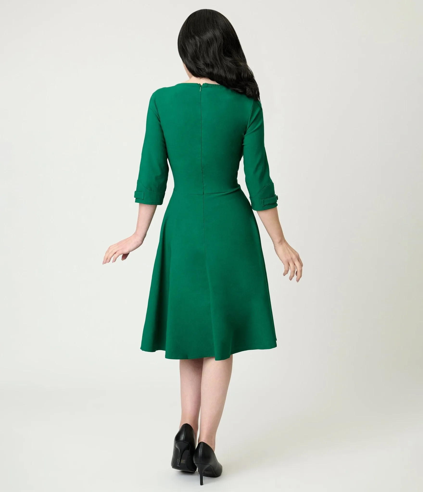 Green Surplice Neck Swing Dress sold by Unique Vintage product image thumbnail 2