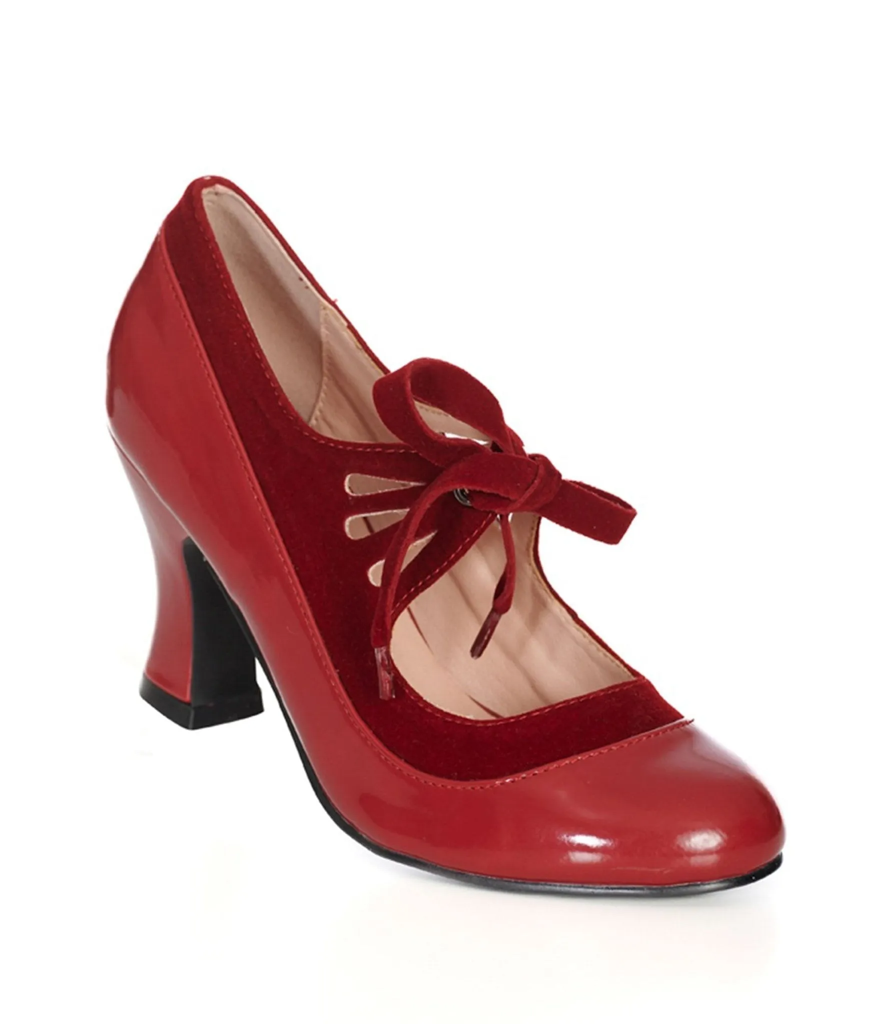 Banned Burgundy Leatherette Bow Heels sold by Unique Vintage