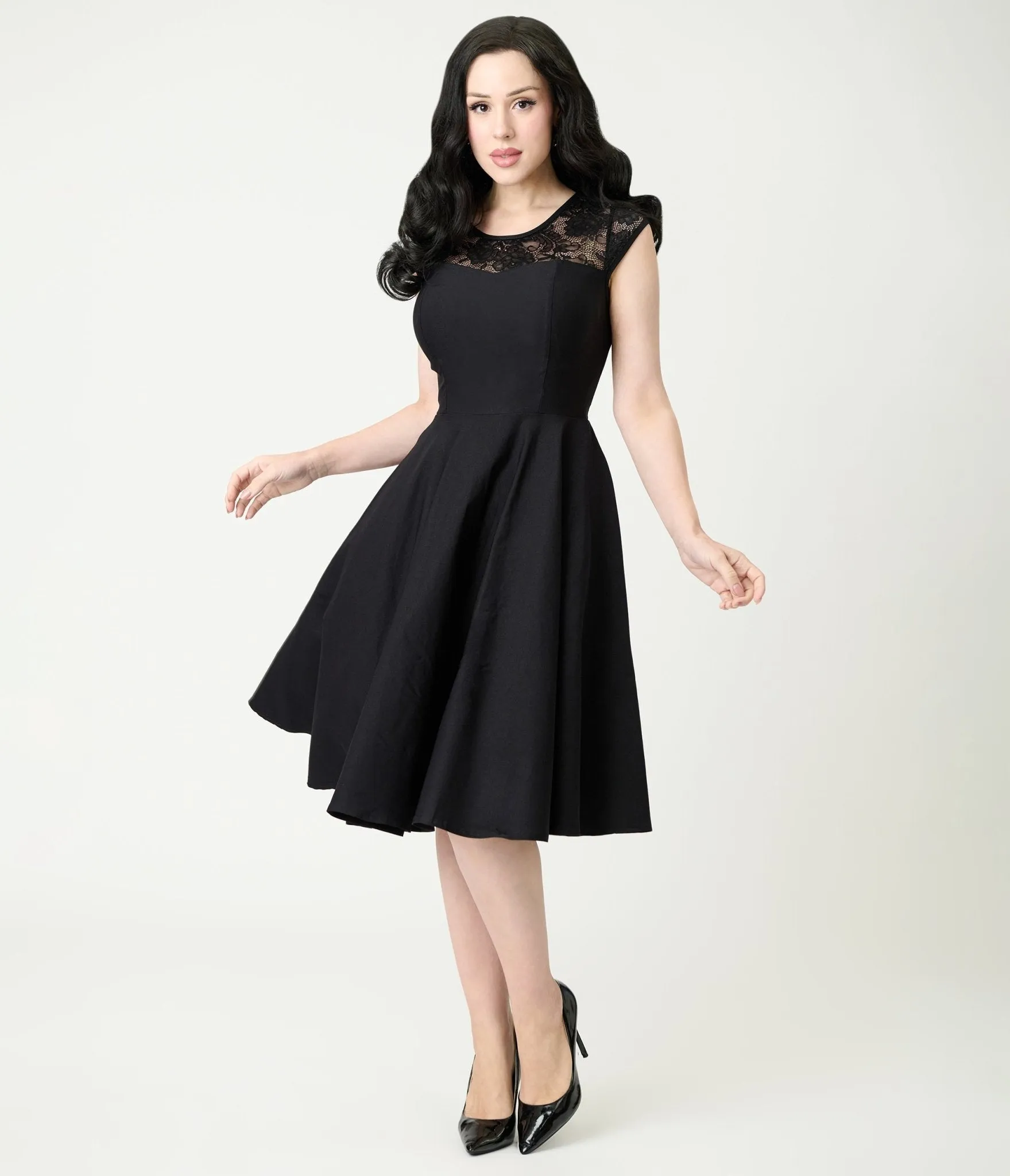 Black Sleeveless Swing Dress sold by Unique Vintage