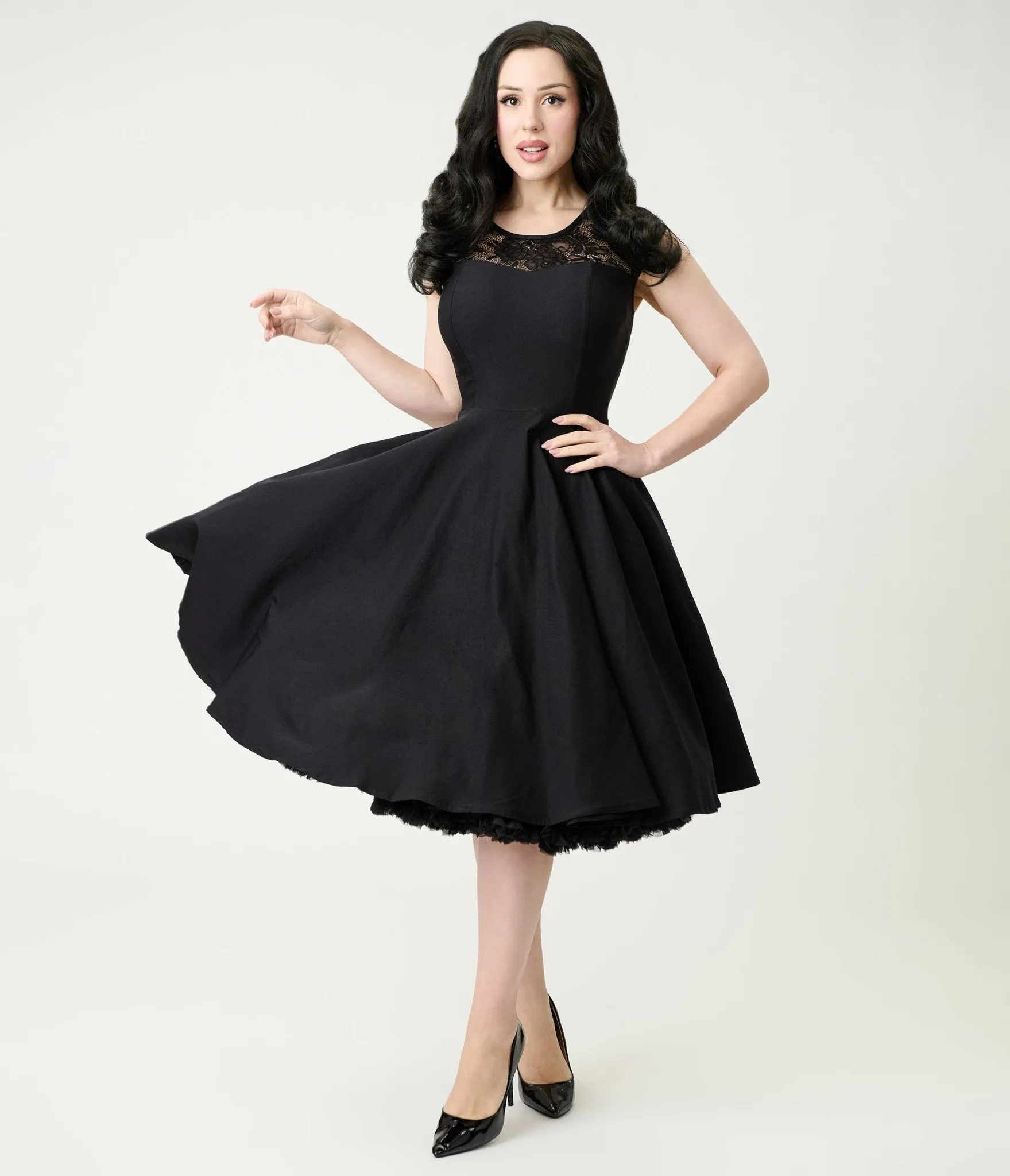 Black Sleeveless Swing Dress sold by Unique Vintage product image thumbnail 3