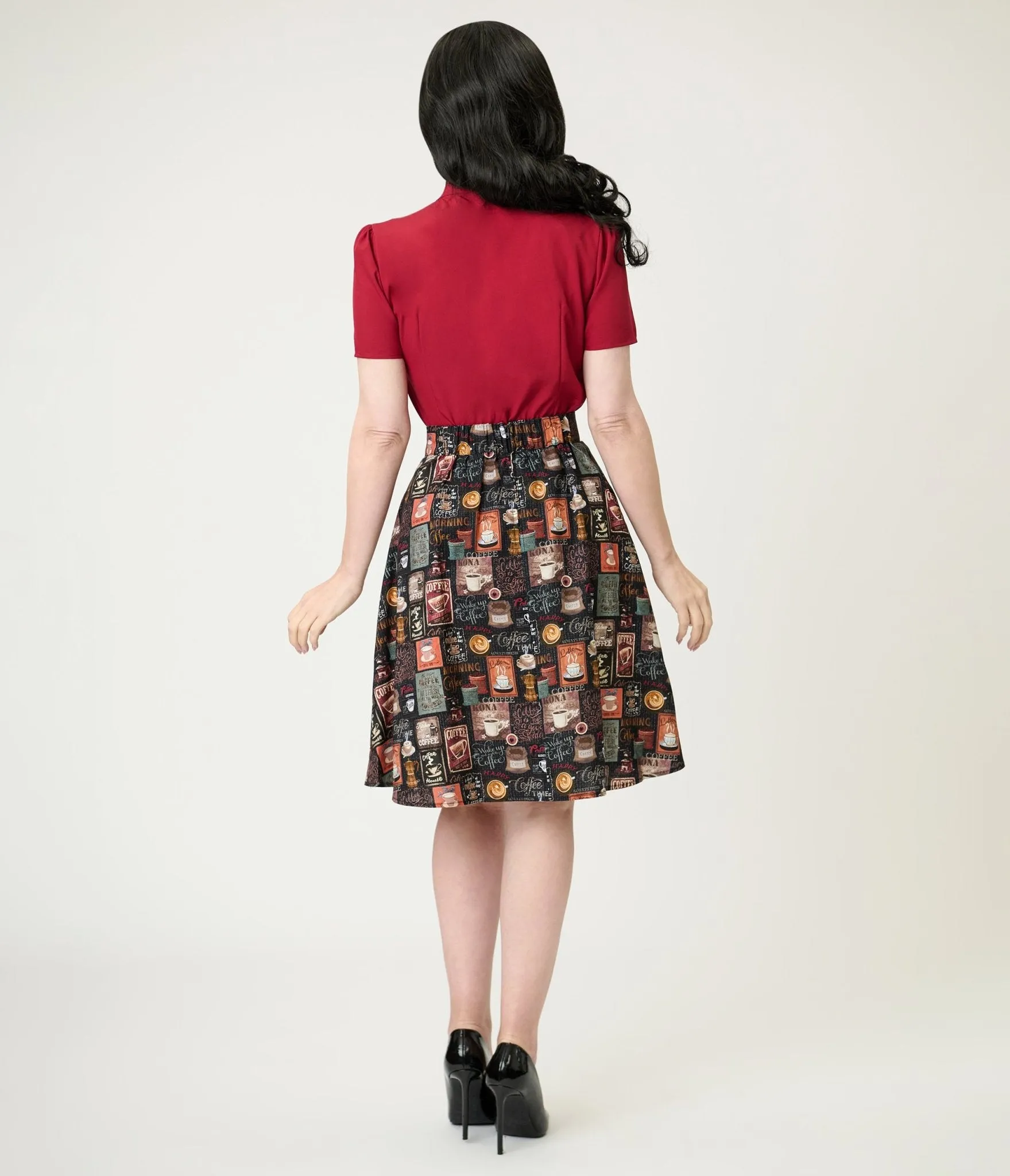 Retrolicious Morning Coffee Cotton Skater Skirt sold by Unique Vintage product image thumbnail 3