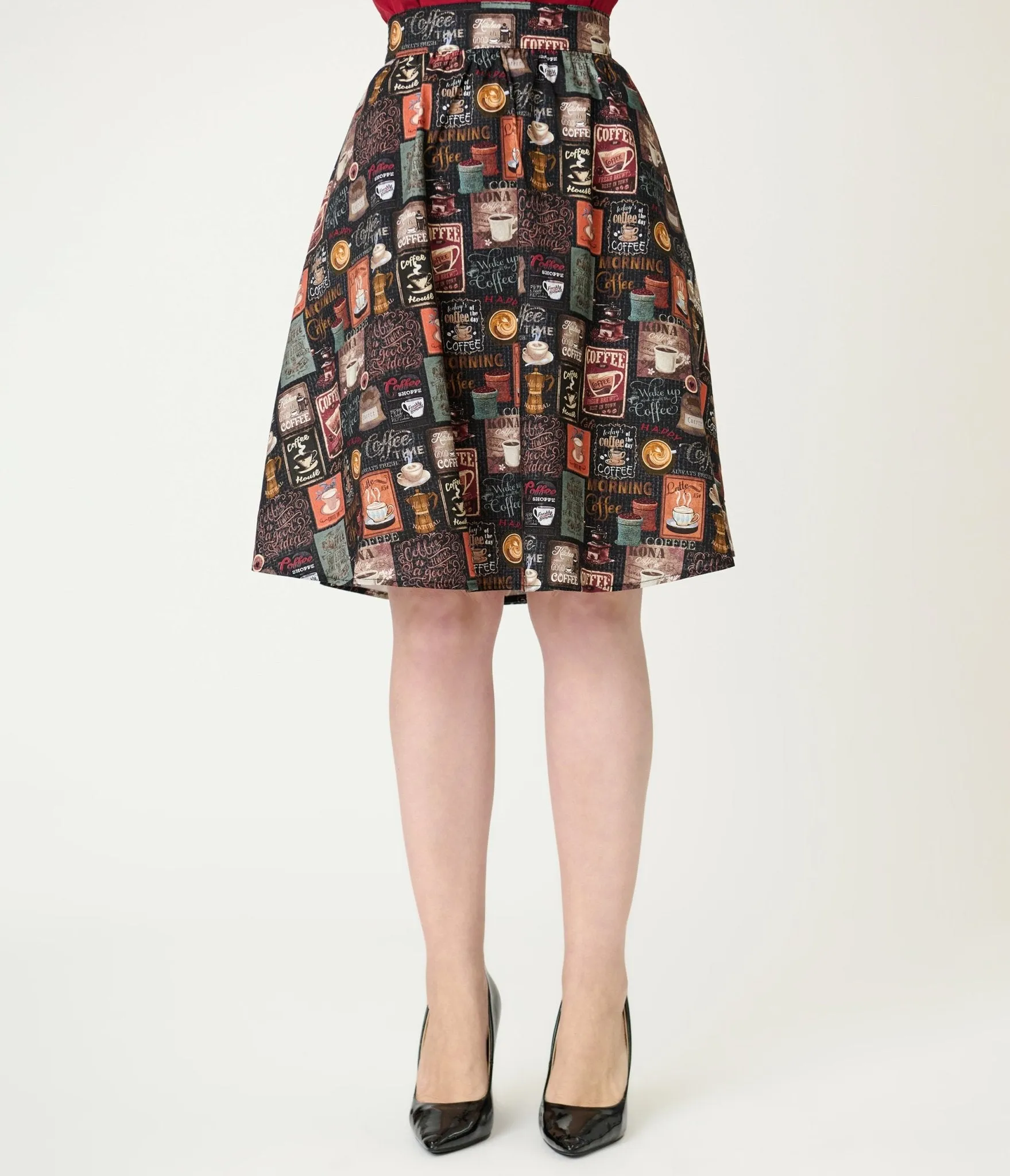 Retrolicious Morning Coffee Cotton Skater Skirt sold by Unique Vintage product image thumbnail 2