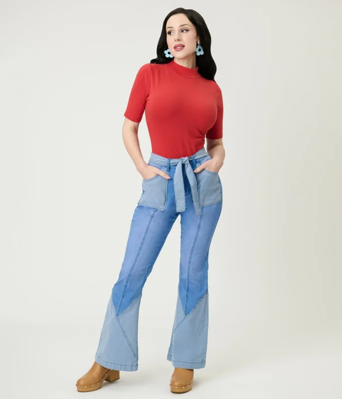 High Rise Light Wash Flare Jeans sold by Unique Vintage