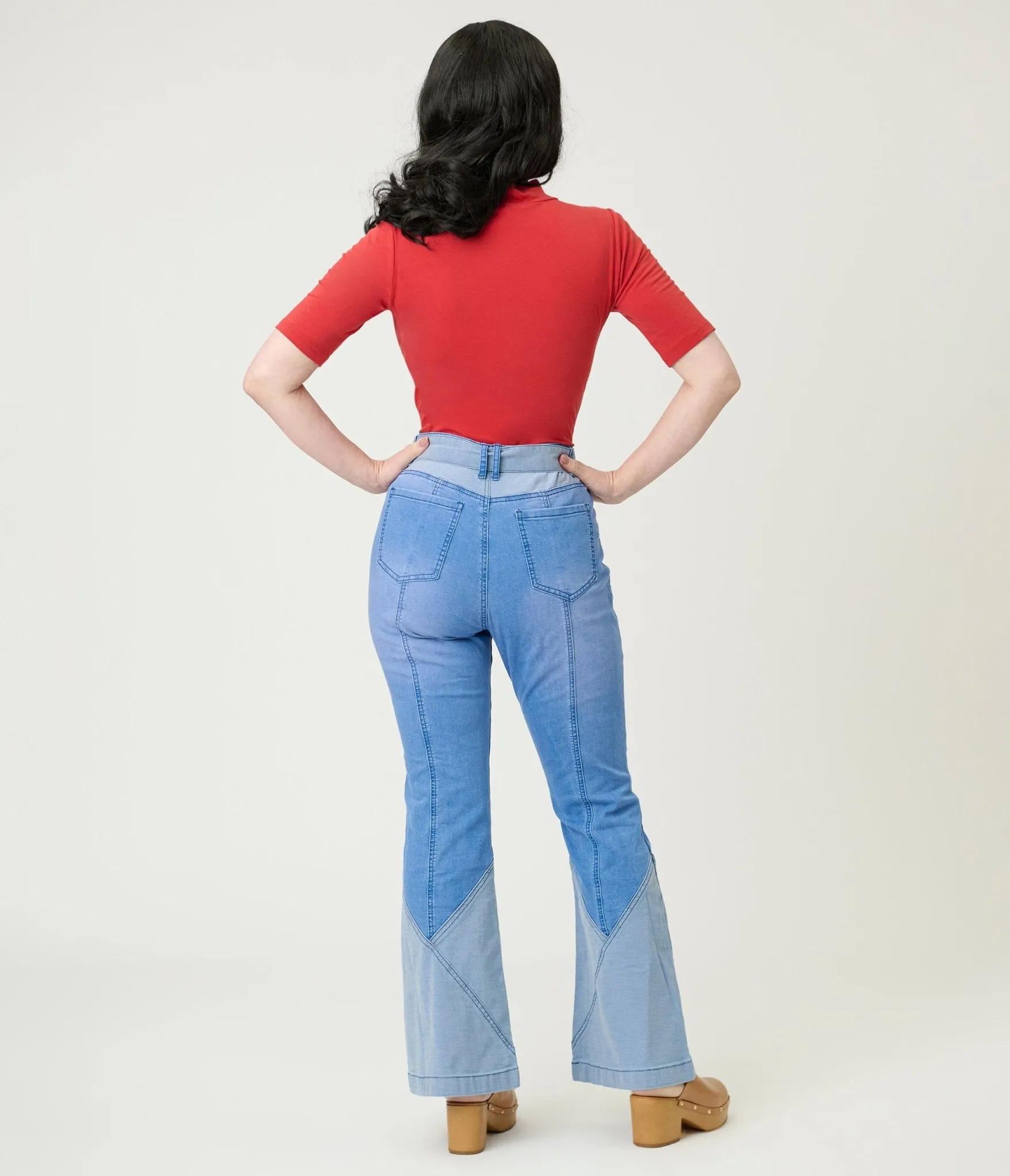 High Rise Light Wash Flare Jeans sold by Unique Vintage product image thumbnail 3