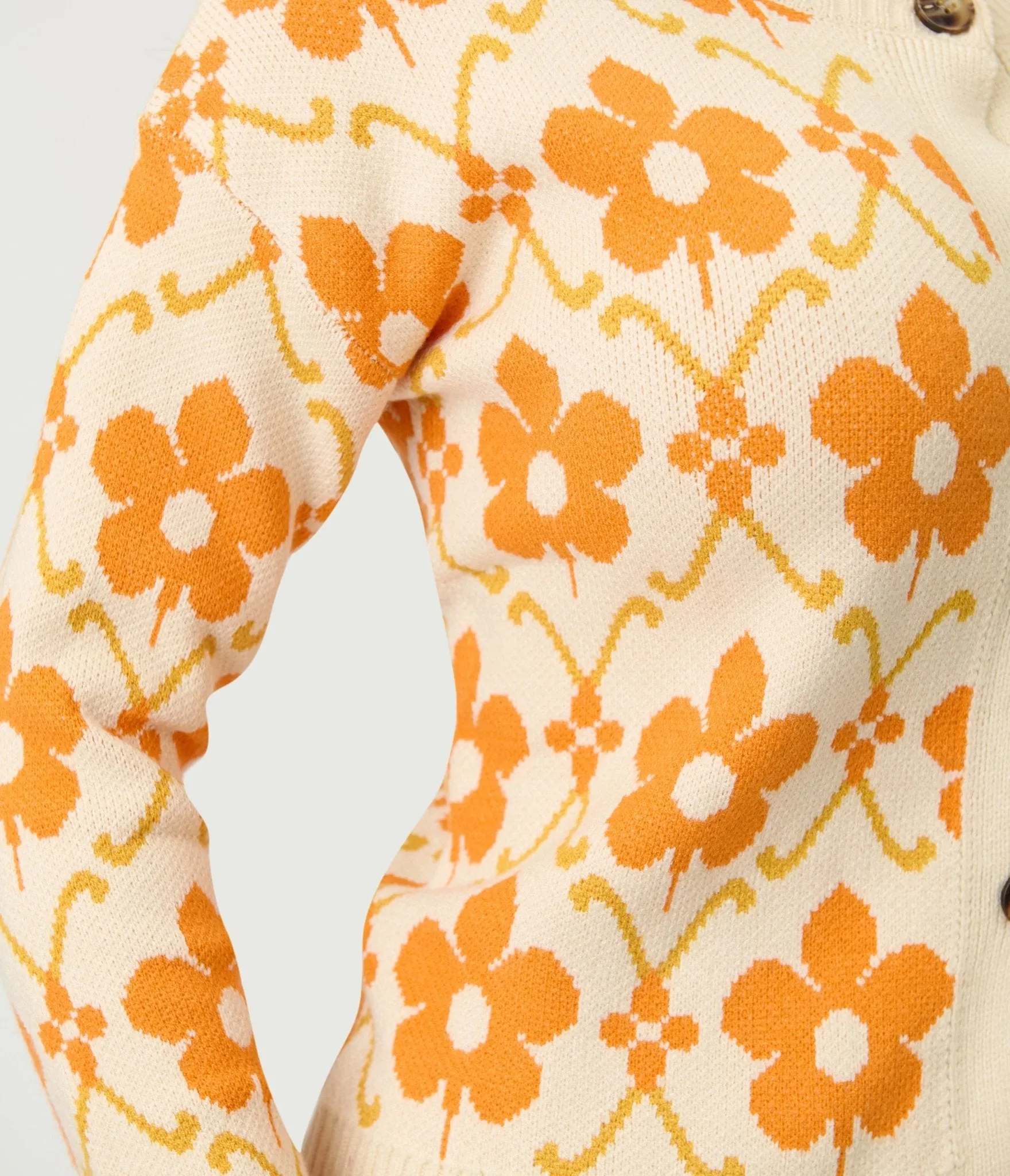 Cream & Orange Floral Cardigan sold by Unique Vintage product image thumbnail 4