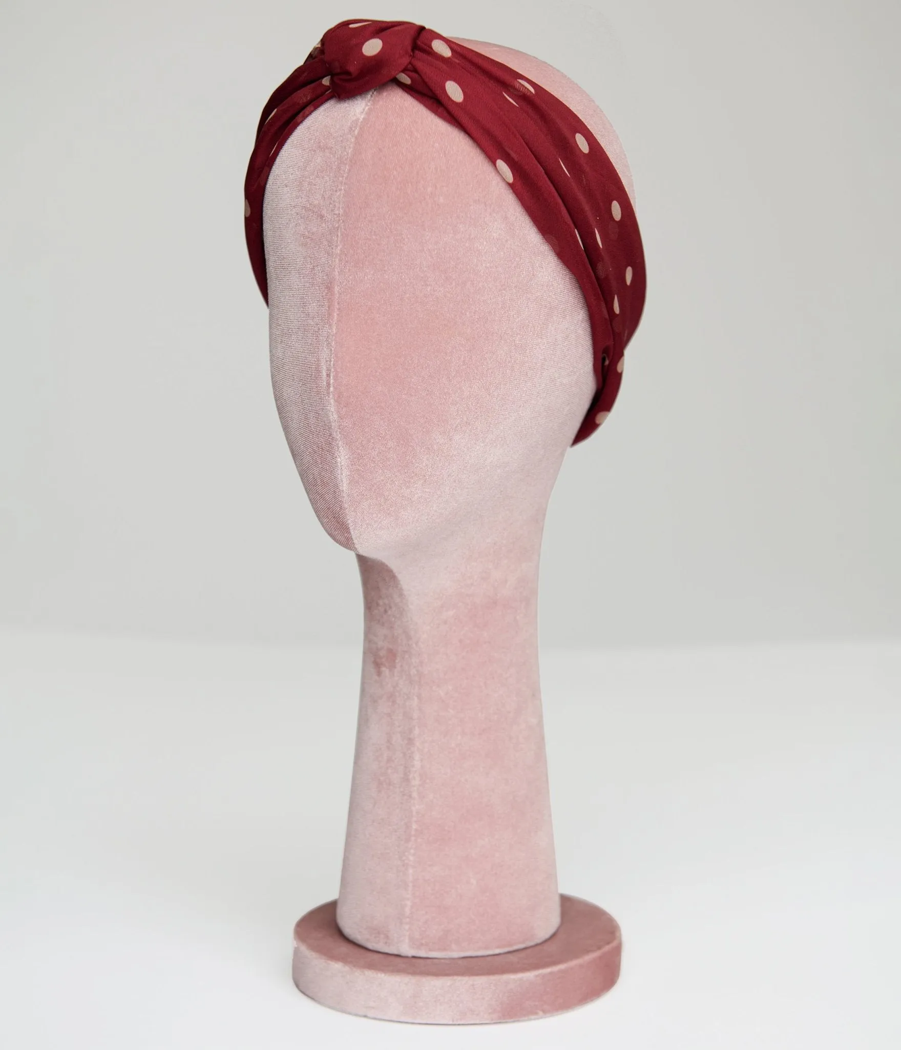 Unique Vintage Burgundy & Ivory Polka Dot Hair Scarf sold by Unique Vintage