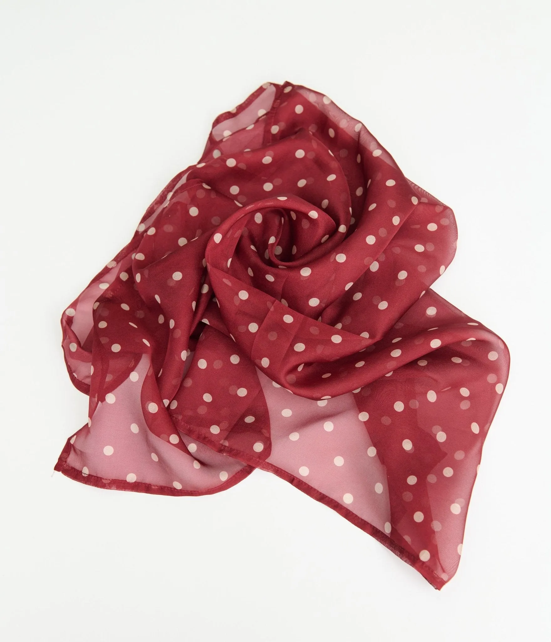 Unique Vintage Burgundy & Ivory Polka Dot Hair Scarf sold by Unique Vintage product image thumbnail 2