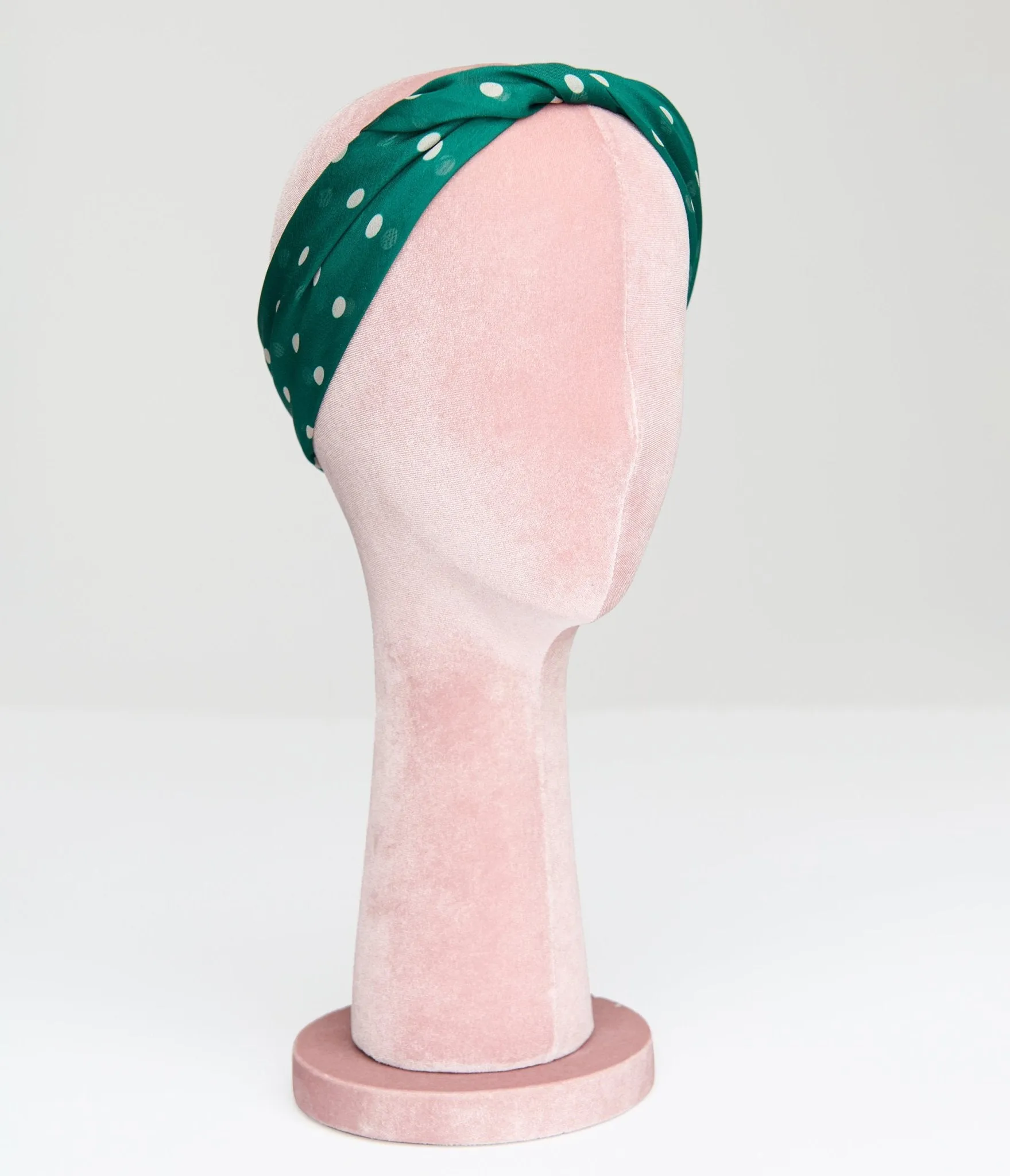 Unique Vintage Green & Ivory Polka Dot Hair Scarf sold by Unique Vintage product image thumbnail 2