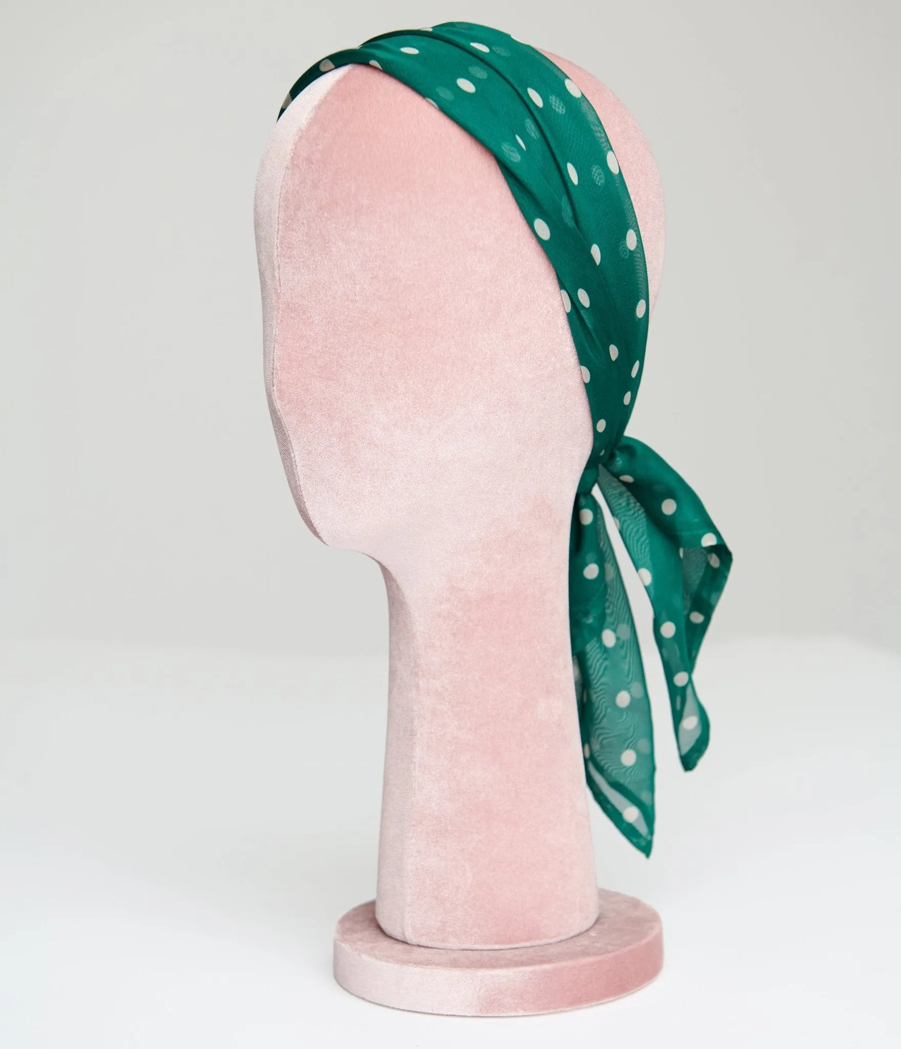 Unique Vintage Green & Ivory Polka Dot Hair Scarf sold by Unique Vintage