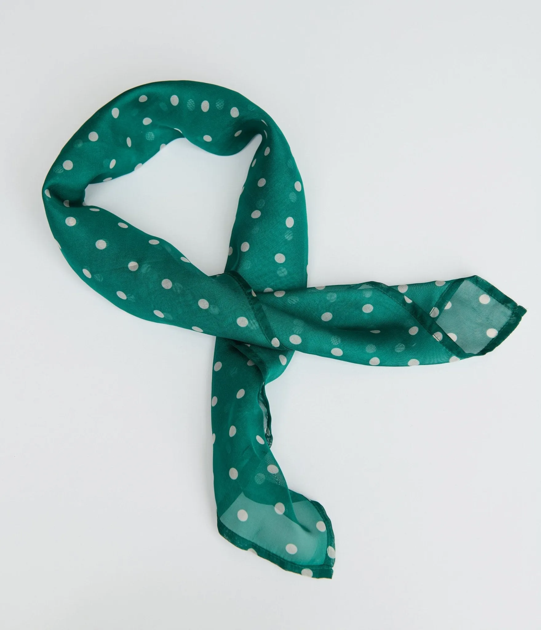 Unique Vintage Green & Ivory Polka Dot Hair Scarf sold by Unique Vintage product image thumbnail 3