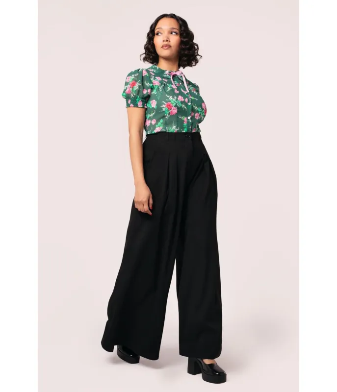 Hell Bunny Black Simone Trousers sold by Unique Vintage