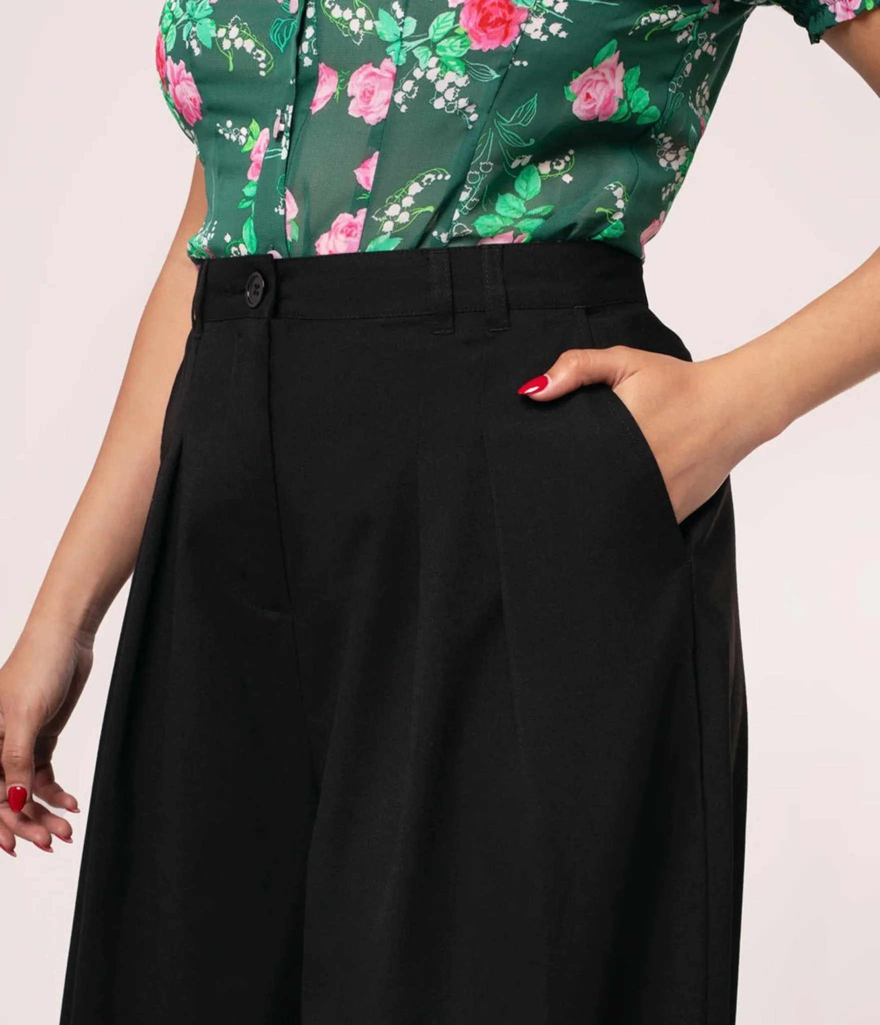 Hell Bunny Black Simone Trousers sold by Unique Vintage product image thumbnail 4