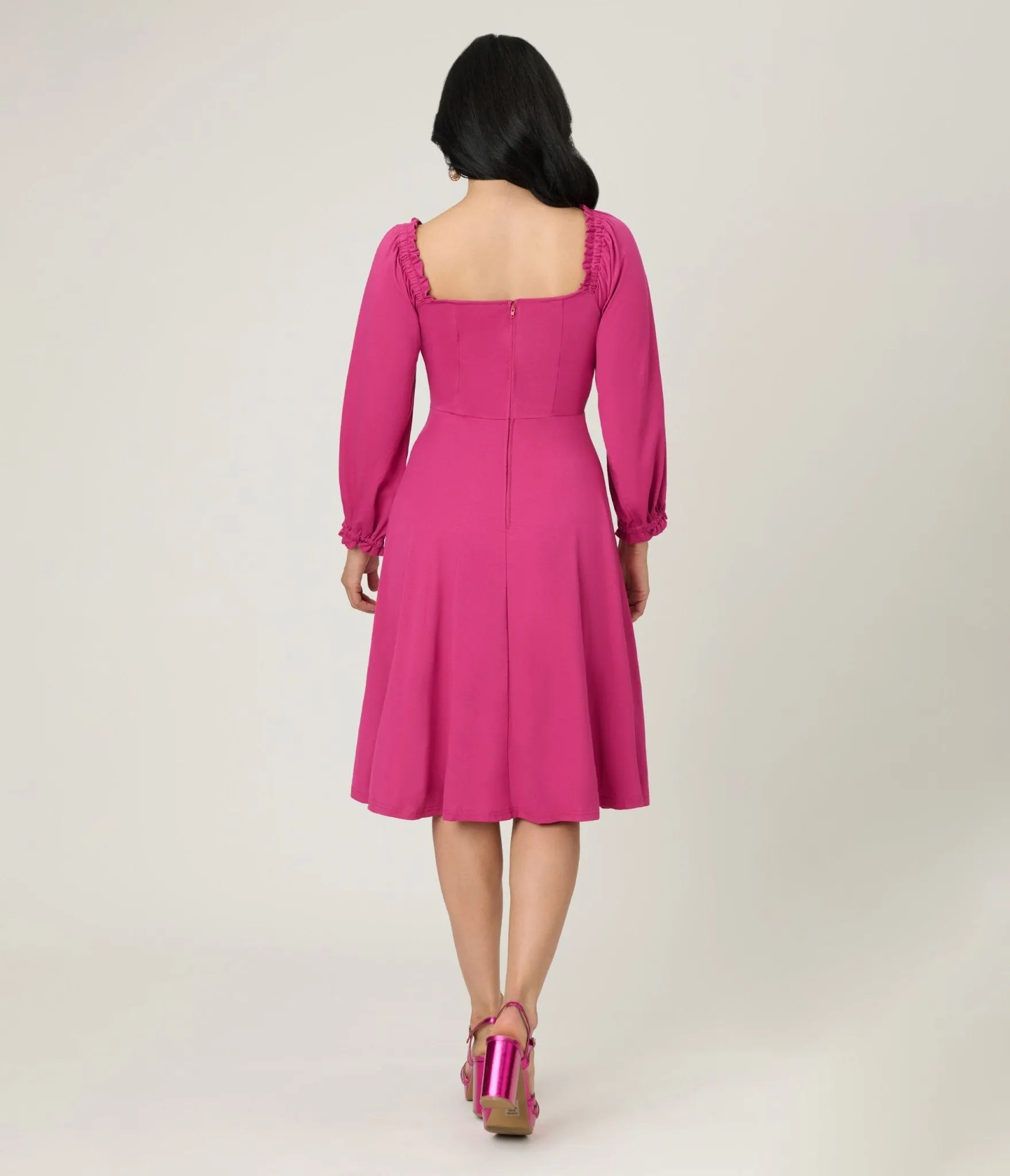 Unique Vintage Pink Peasant Sleeve Swing Dress sold by Unique Vintage product image thumbnail 2