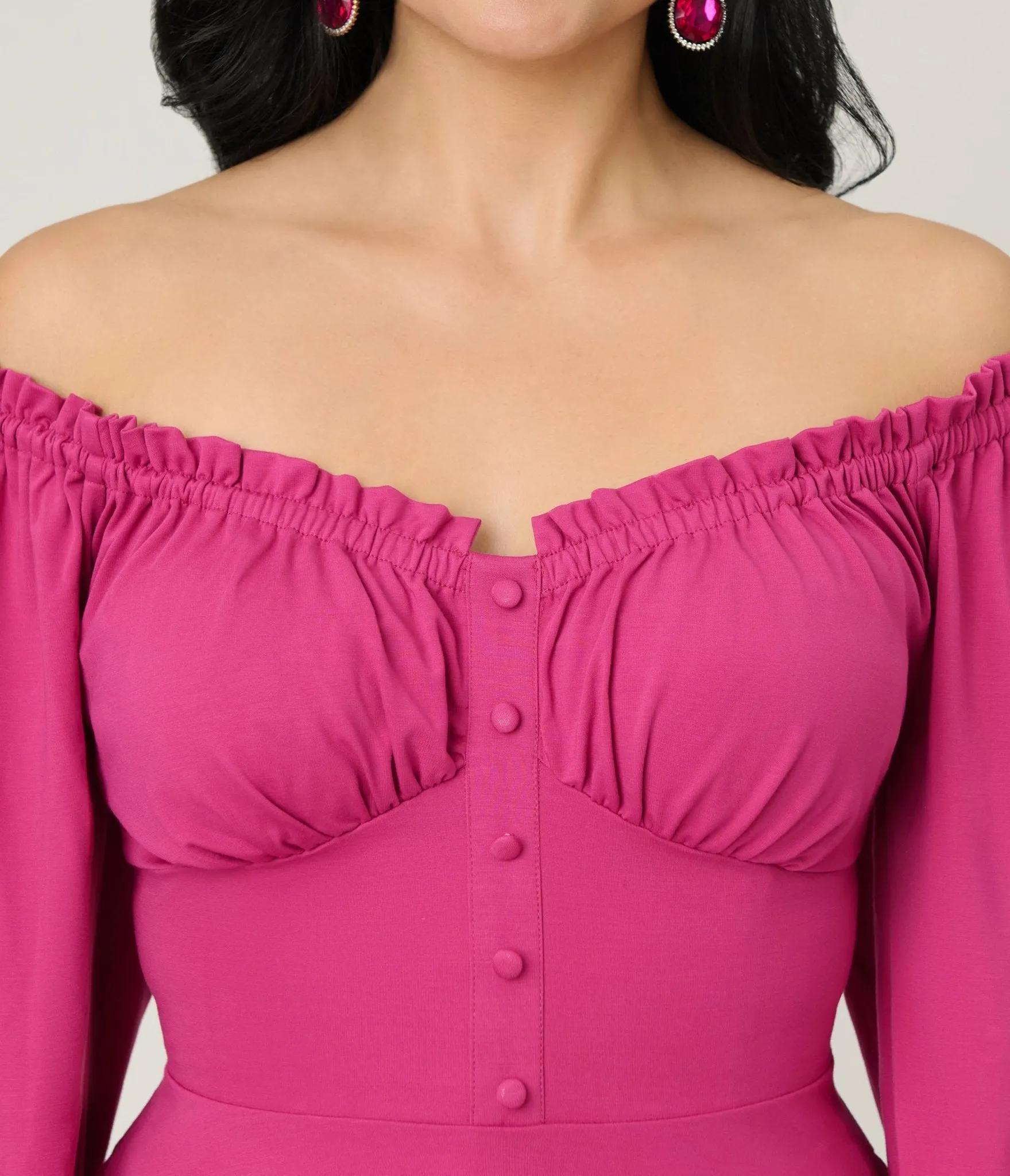 Unique Vintage Pink Peasant Sleeve Swing Dress sold by Unique Vintage product image thumbnail 5