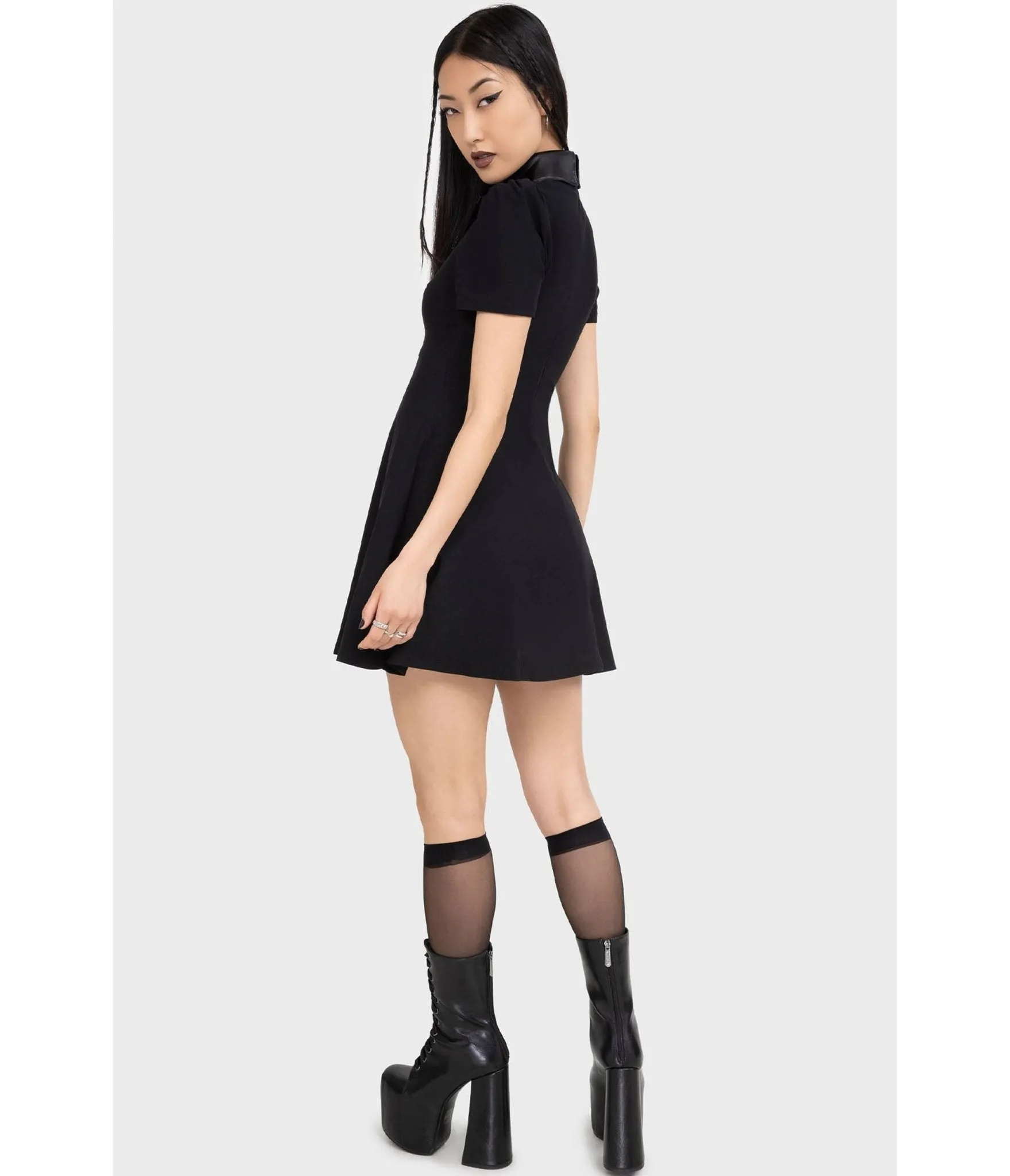 Killstar Black Bat Collar Mini Dress sold by Unique Vintage product image thumbnail 2