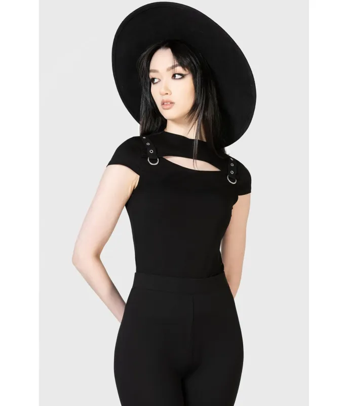 Kill Star Black Xara Keyhole Top sold by Unique Vintage