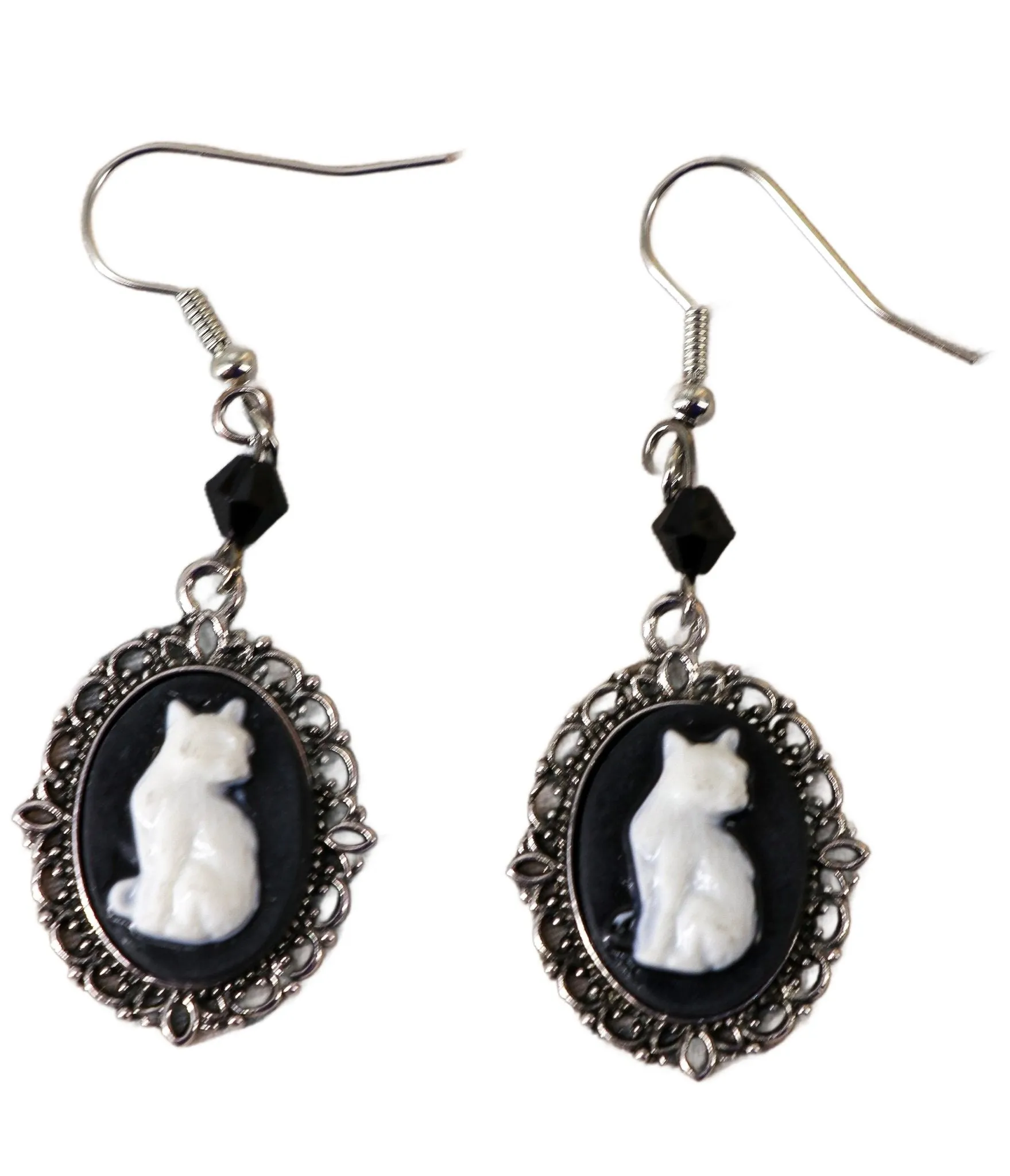 Cat Cameo Earrings sold by Unique Vintage