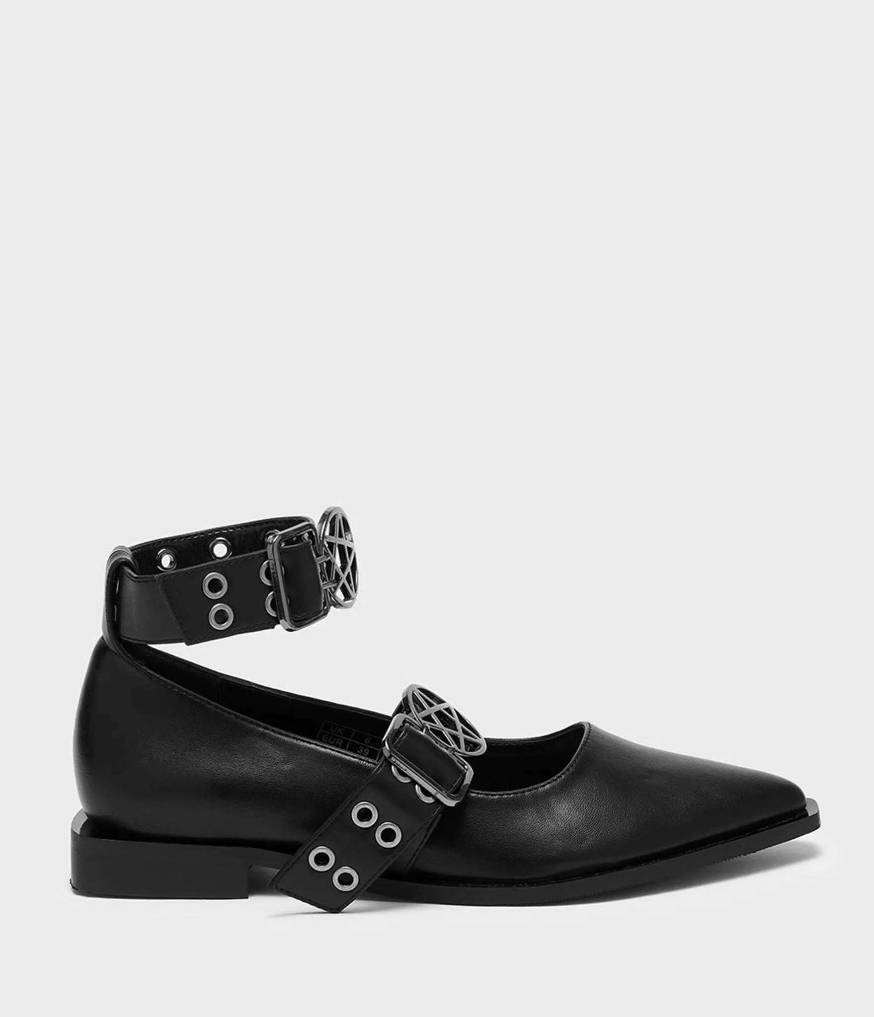 Kill Star Black Leatherette Buckle Flats sold by Unique Vintage product image thumbnail 3