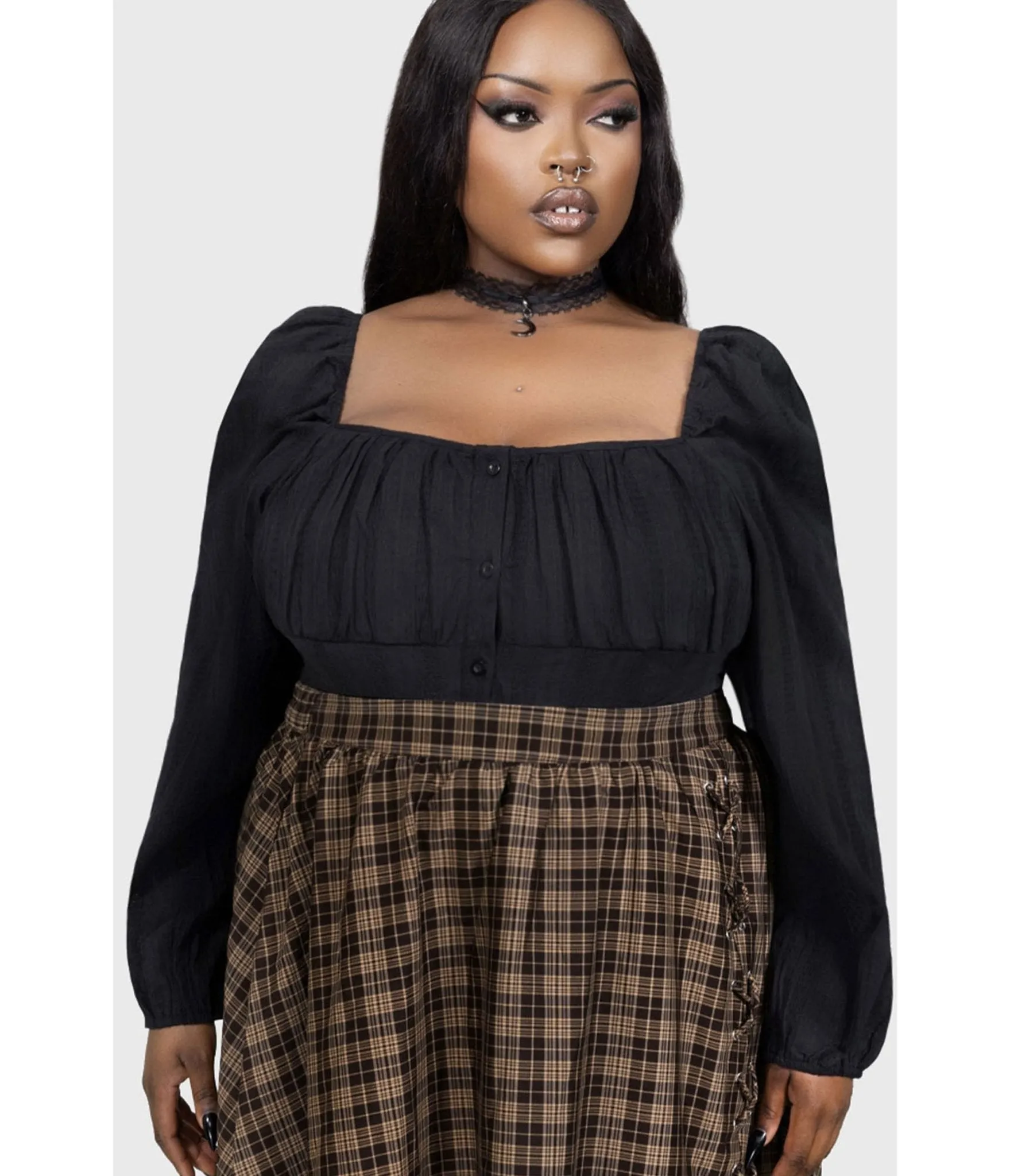 Kill Star Plus Size Black Nightwood Blouse sold by Unique Vintage