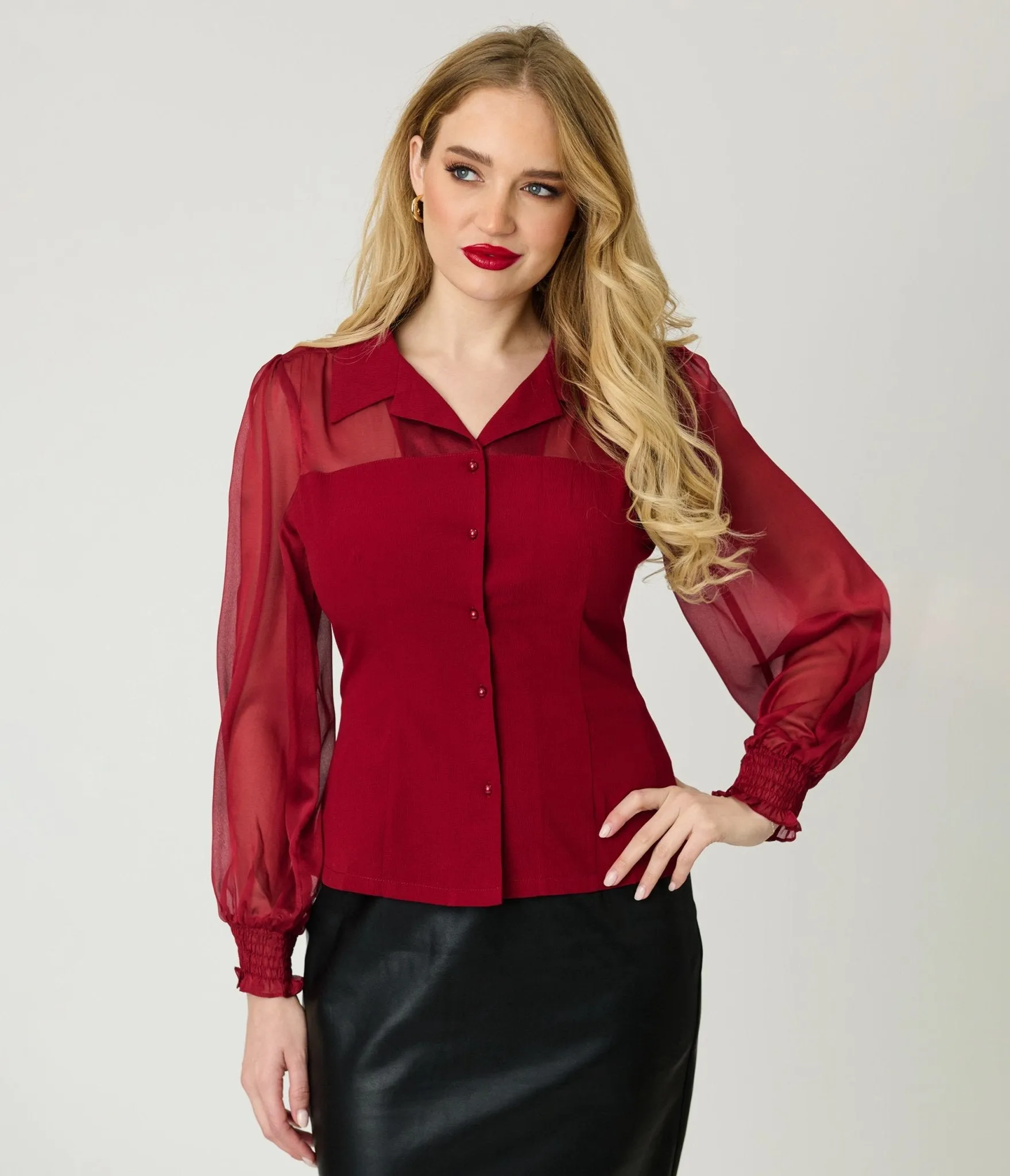 Banned Burgundy Bonnie Blouse sold by Unique Vintage product image thumbnail 3