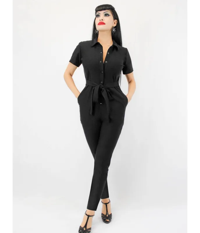 Black Utility Jumpsuit sold by Unique Vintage