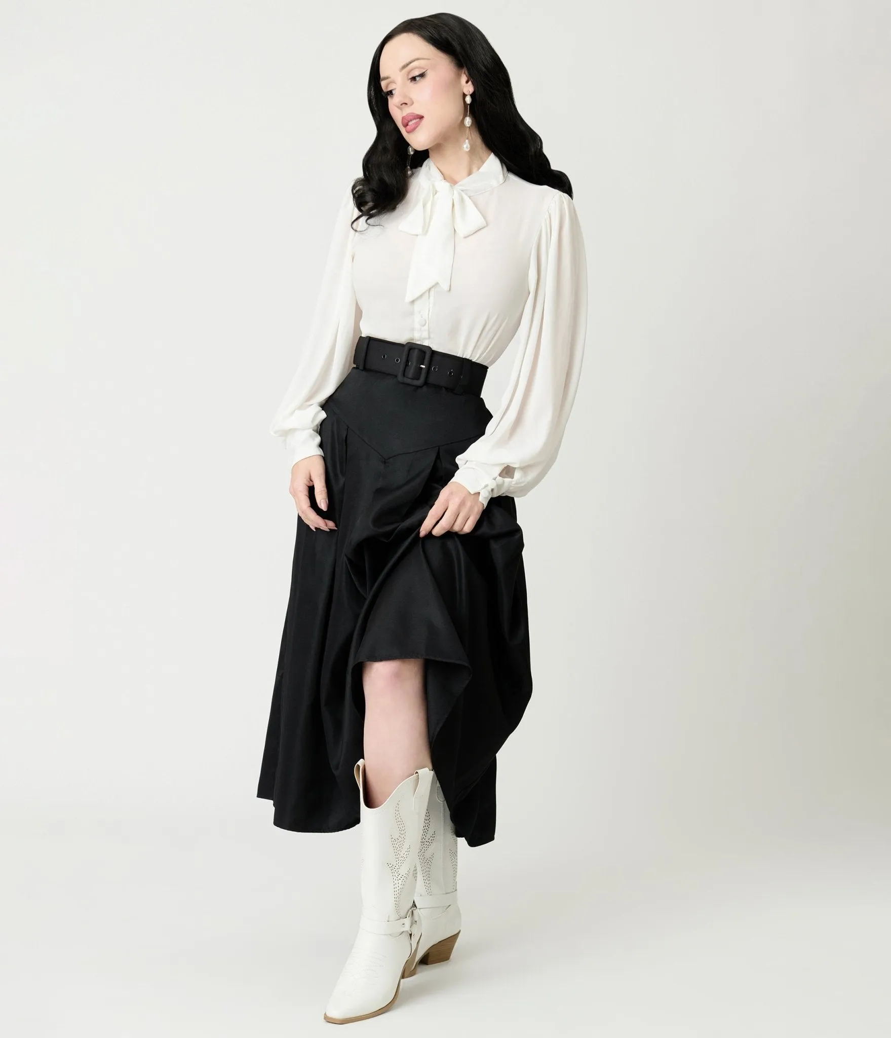 Unique Vintage Black Midi Skirt sold by Unique Vintage product image thumbnail 4