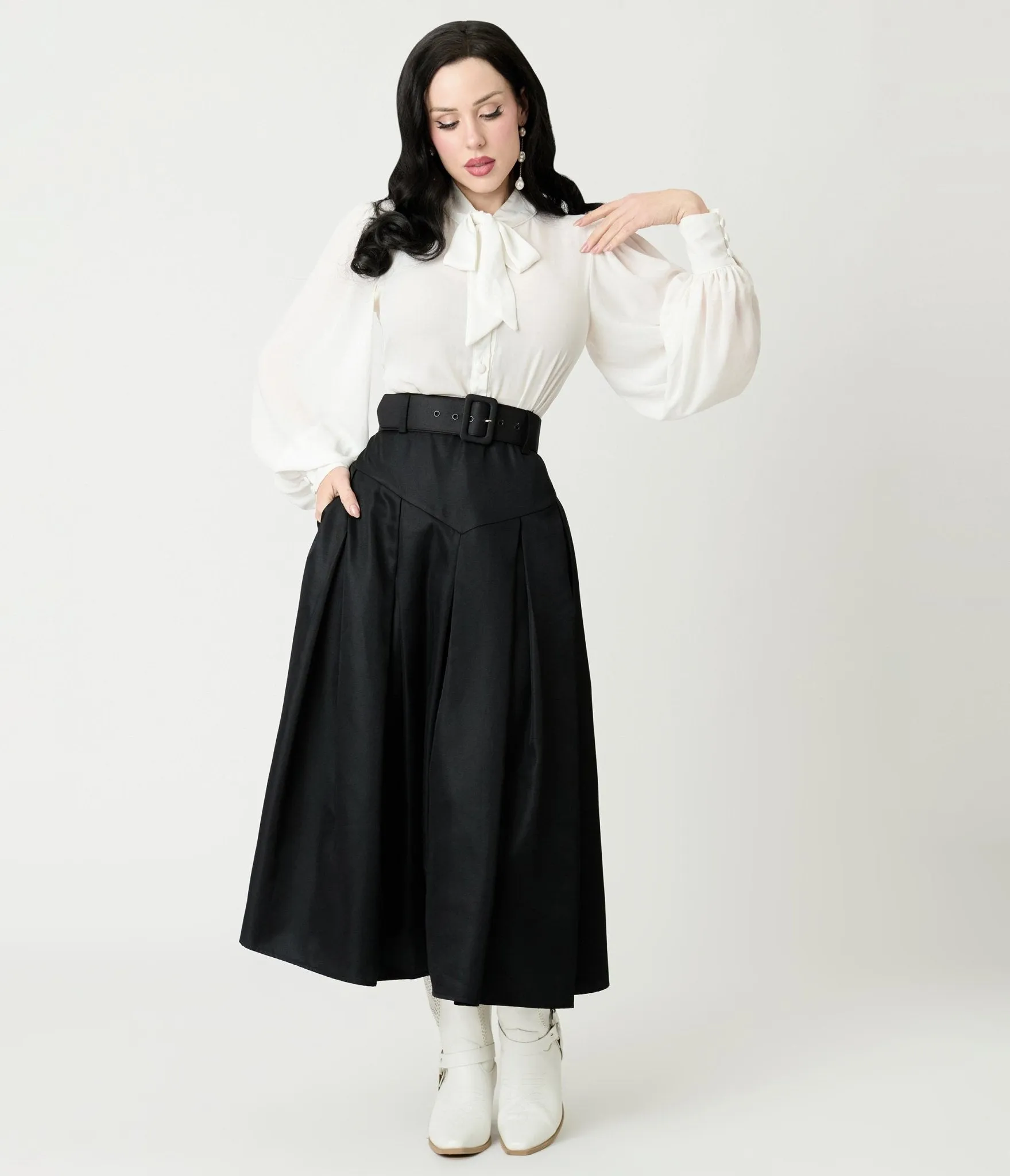 Unique Vintage Black Midi Skirt sold by Unique Vintage product image thumbnail 5