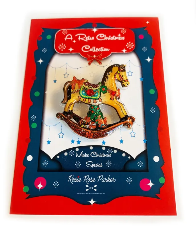 Rocking Horse Christmas Brooch sold by Unique Vintage