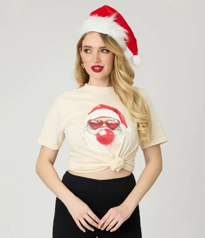 Christmas Cat Bubble Gum Unisex Graphic Tee sold by Unique Vintage