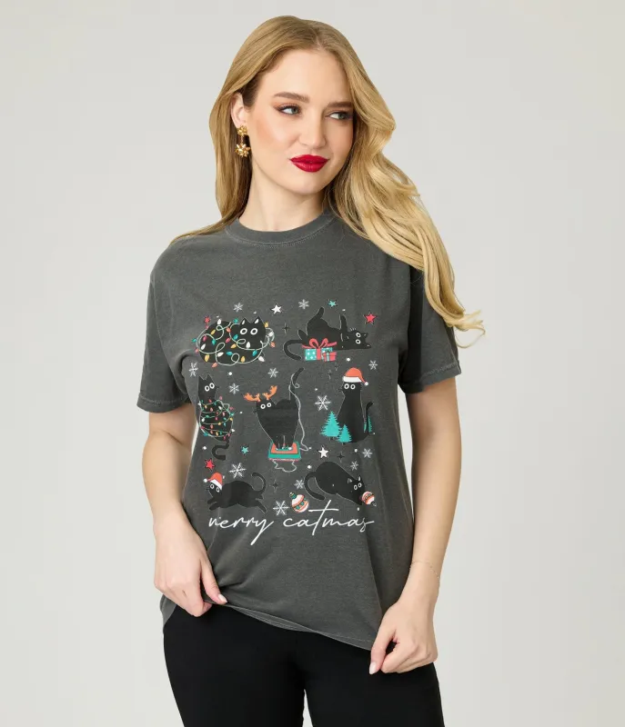 Christmas Cats Unisex Graphic Tee sold by Unique Vintage