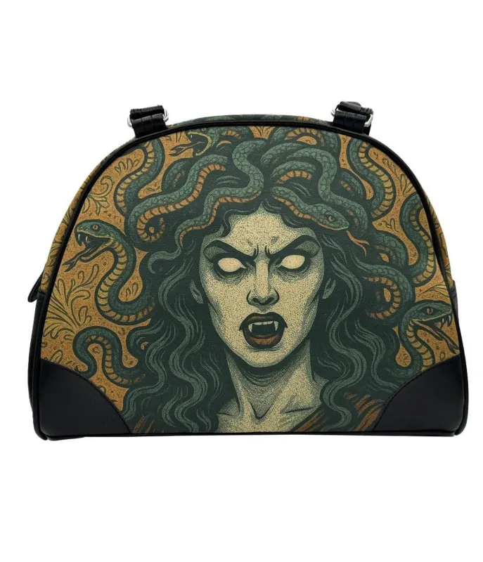 Medusa Leatherette Bowler Bag sold by Unique Vintage